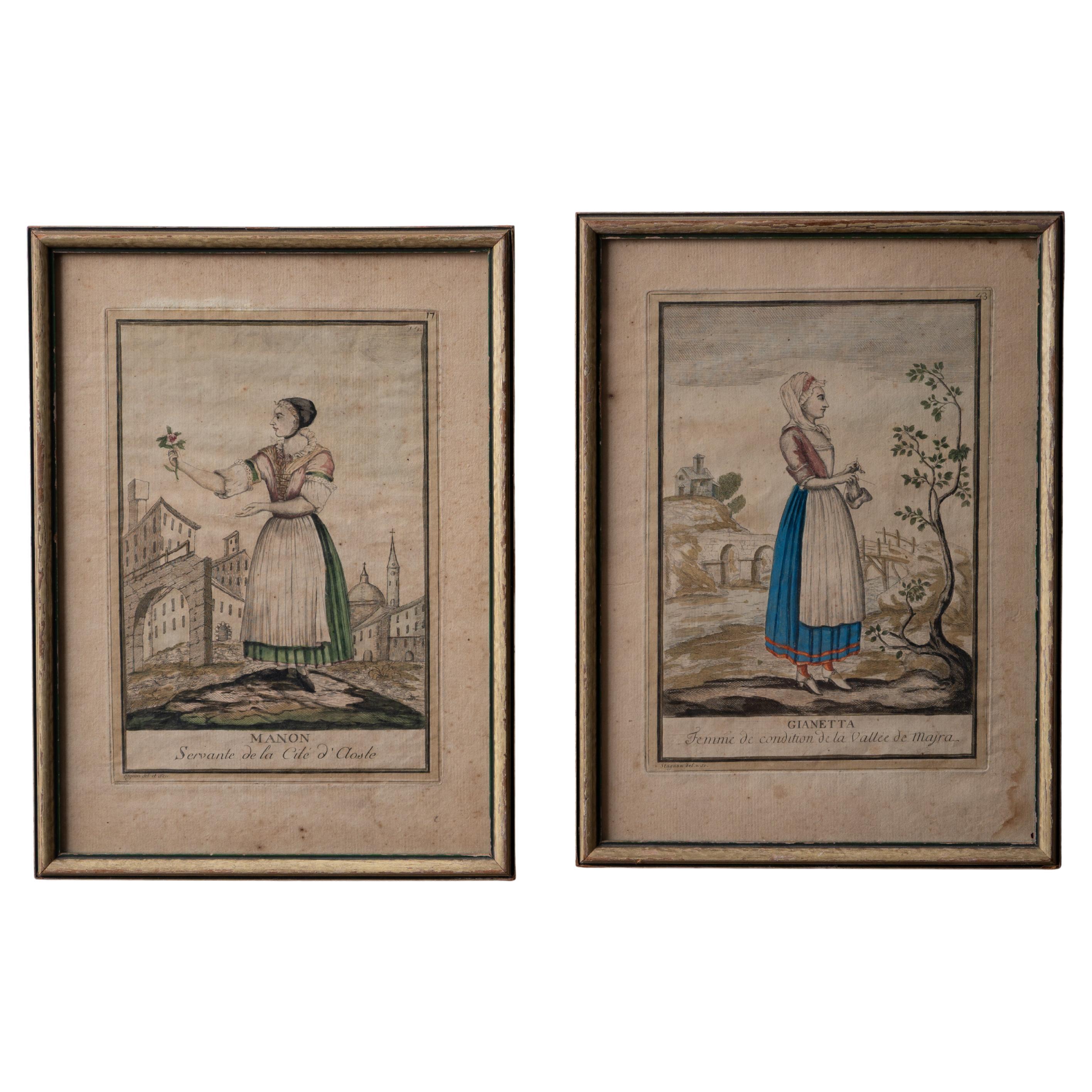 Antonio Maria Stagnon - Fashions of Piedmont, Italy Engravings, 1780 For Sale