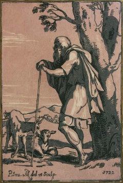 Pastor anciano apoyado en un bastón (según Parmigianino)