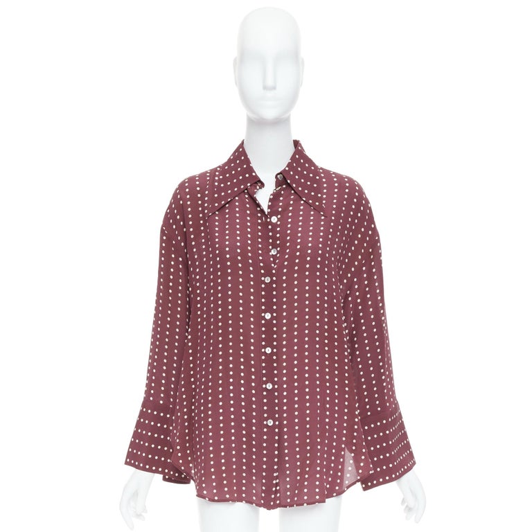 burgundy polka dot dress shirt Men's Burgundy and White Retro Mod Polka Dot 100% Cotton Shirts UK XXXX Large / Red