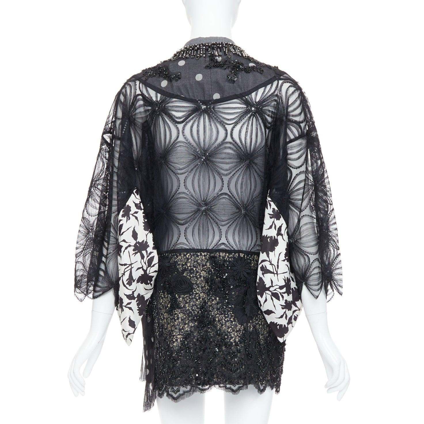 ANTONIO MARRAS black grey fleece wool embellished kimono blazer coat For Sale 1