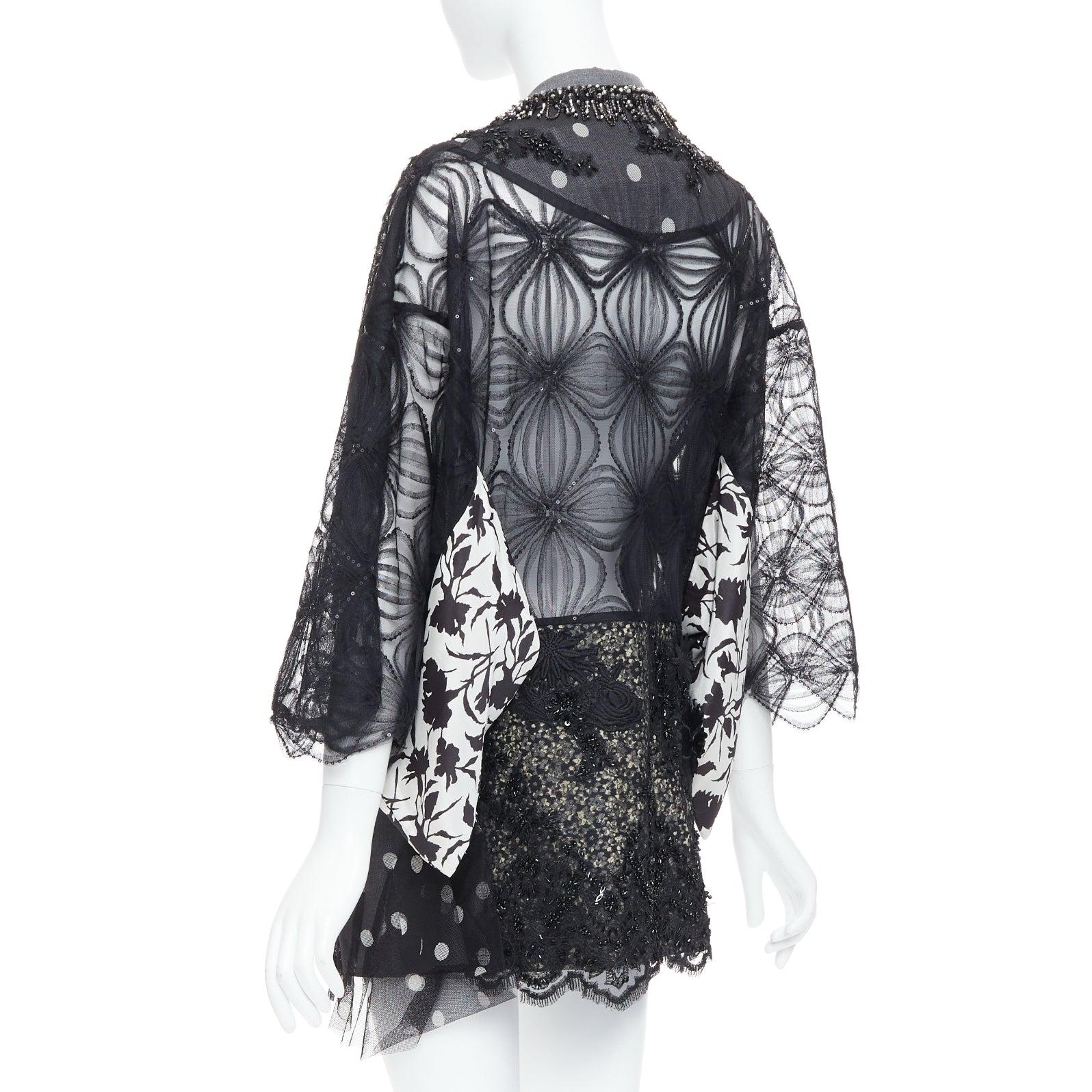ANTONIO MARRAS black grey fleece wool embellished kimono blazer coat For Sale 2