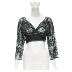 ANTONIO MARRAS green black fully sequins bead embellished wrap sheer top