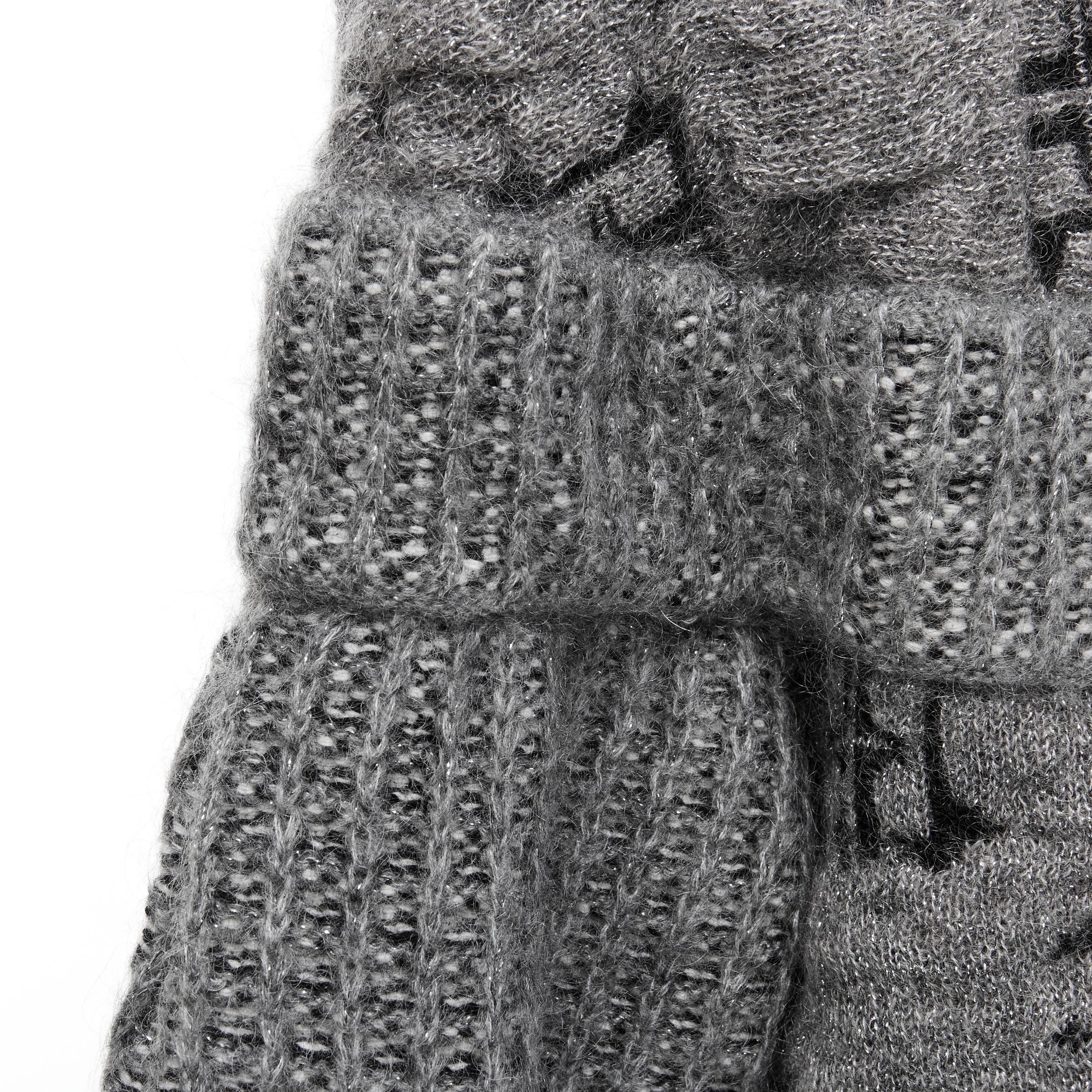 ANTONIO MARRAS grey lurex mohair wool jacquard waffle knit cardigan coat XS 6