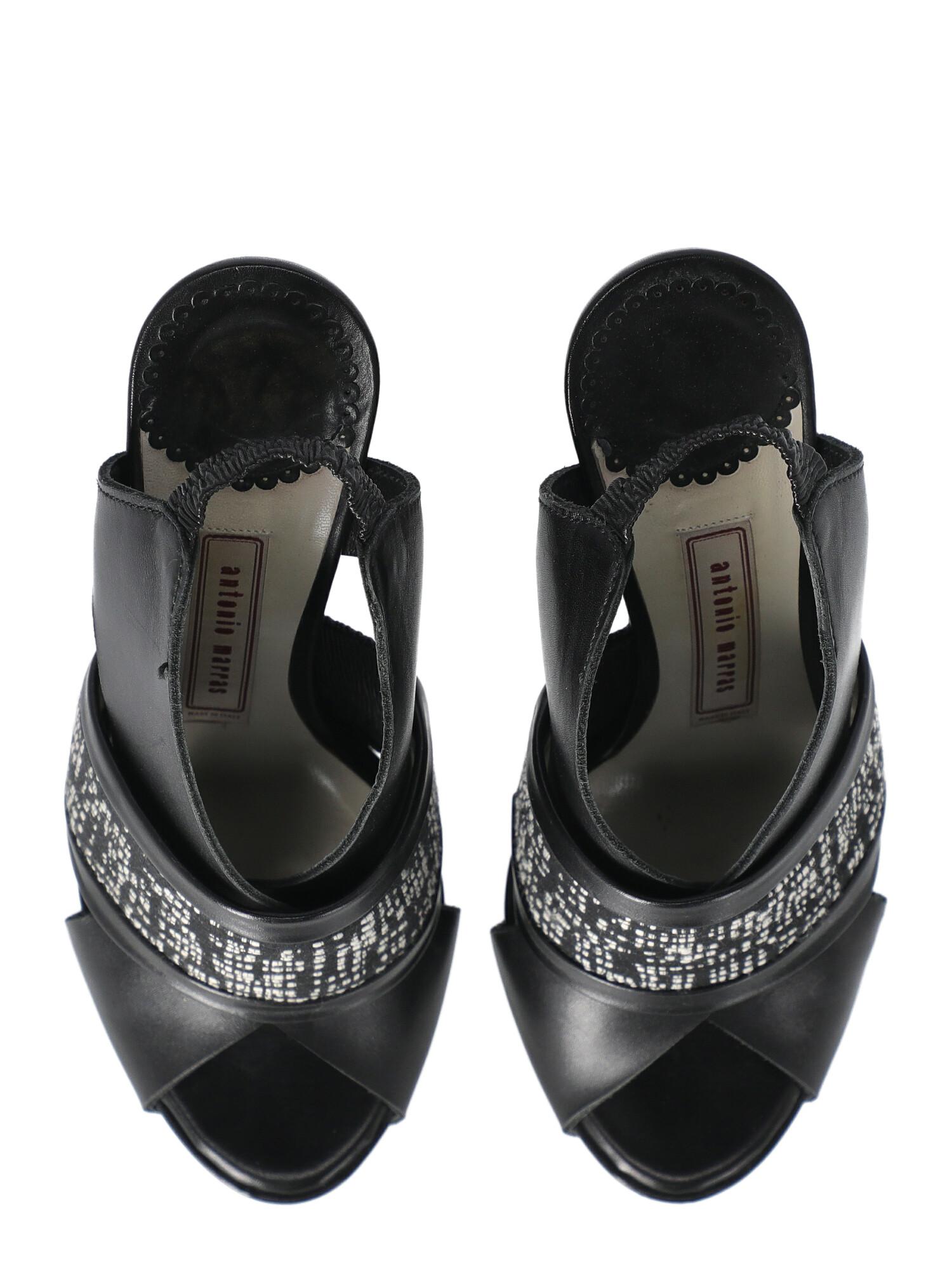 Antonio Marras Women  Sandals Black Leather IT 37 For Sale 2