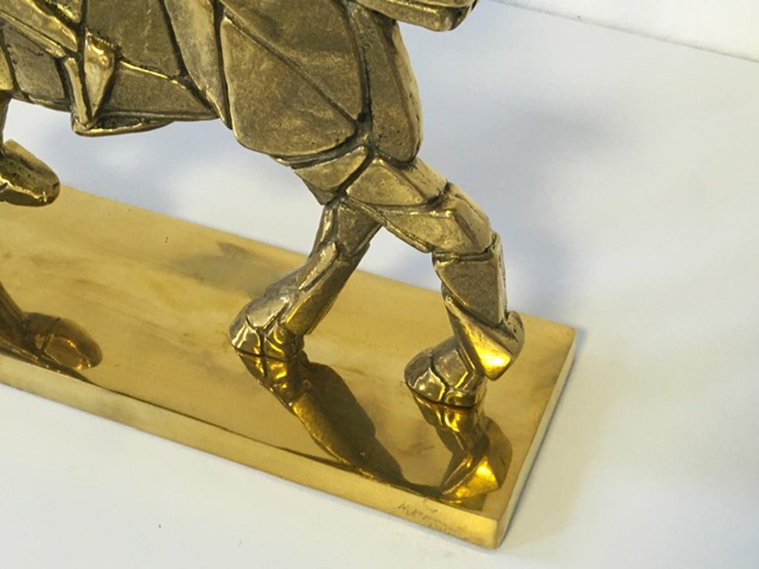 Italy 1980 Bronze Sculpture Cavallo e Cavaliere Mastrorocco Horse and Rider For Sale 8