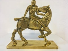Italia 1980 Escultura de Bronce Cavallo e Cavaliere Mastrorocco Caballo y Jinete