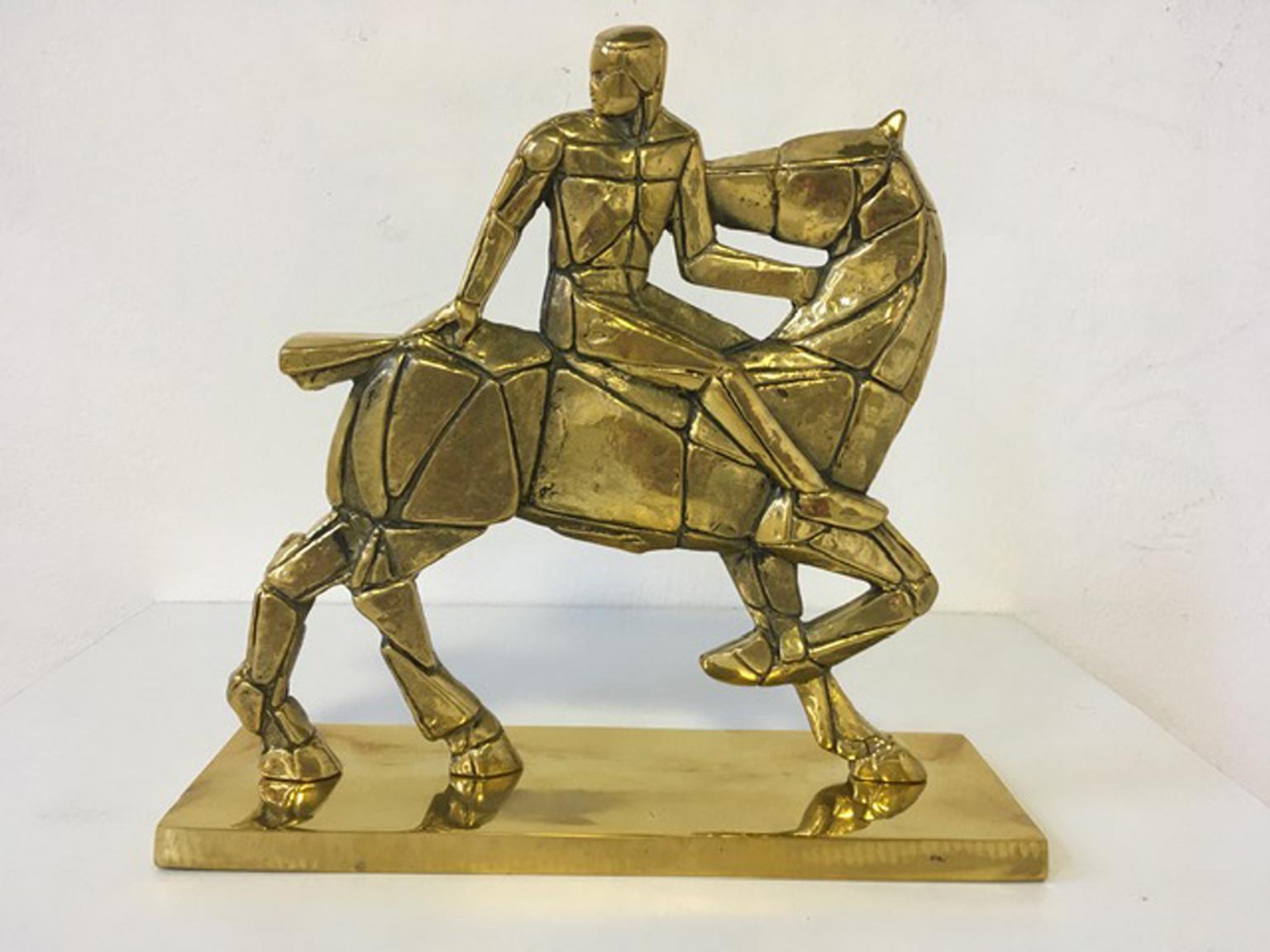 Italy 1980 Bronze Sculpture Cavallo e Cavaliere Mastrorocco Horse and Rider