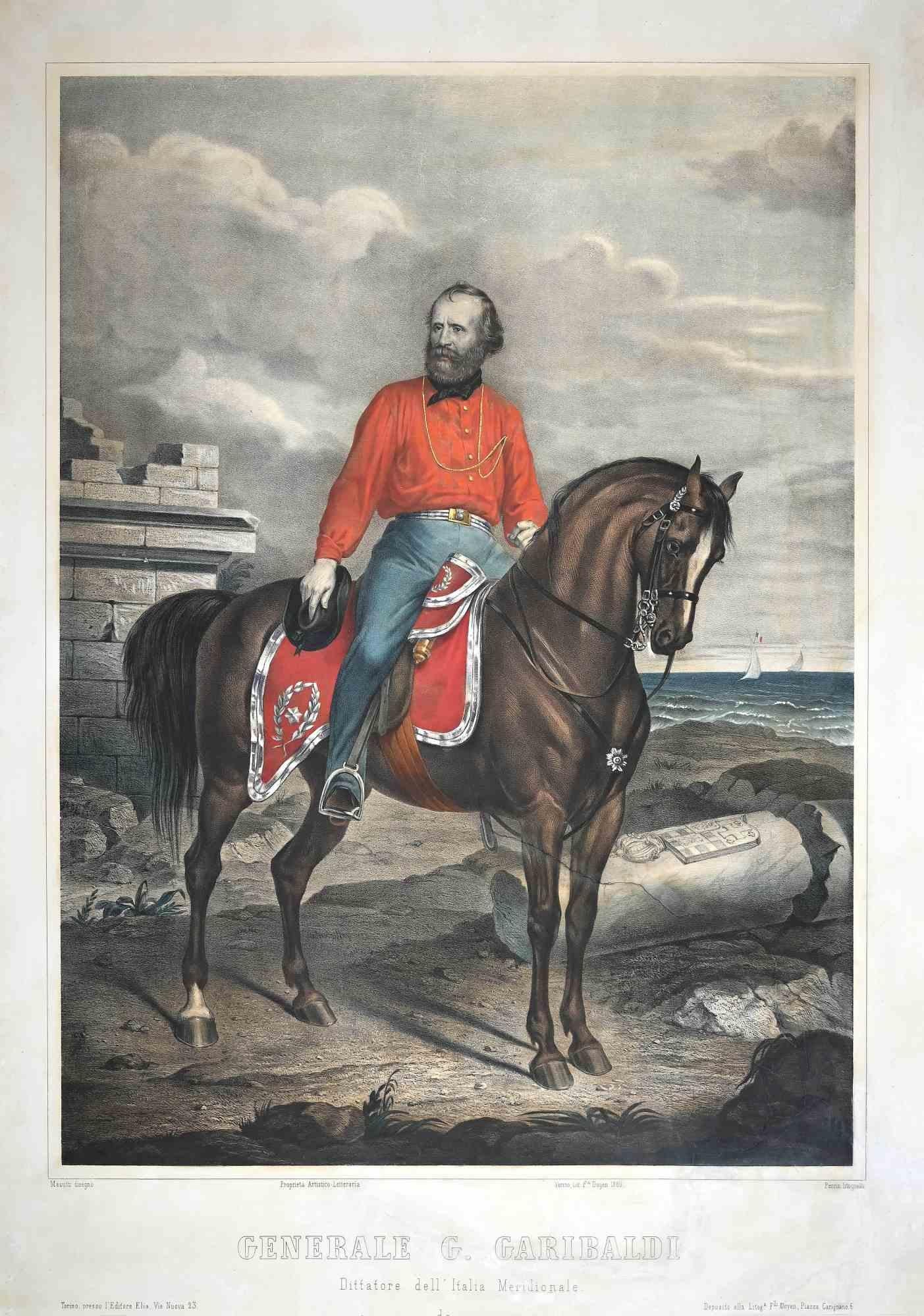 Garibaldi est une rare lithographie originale en couleur, réalisée par Antonio Masutti dans les années 1960.

Le statut de la préservation Bon.

L'œuvre d'art est dépeinte habilement par des lignes sûres et fortes, avec une composition harmonieuse.