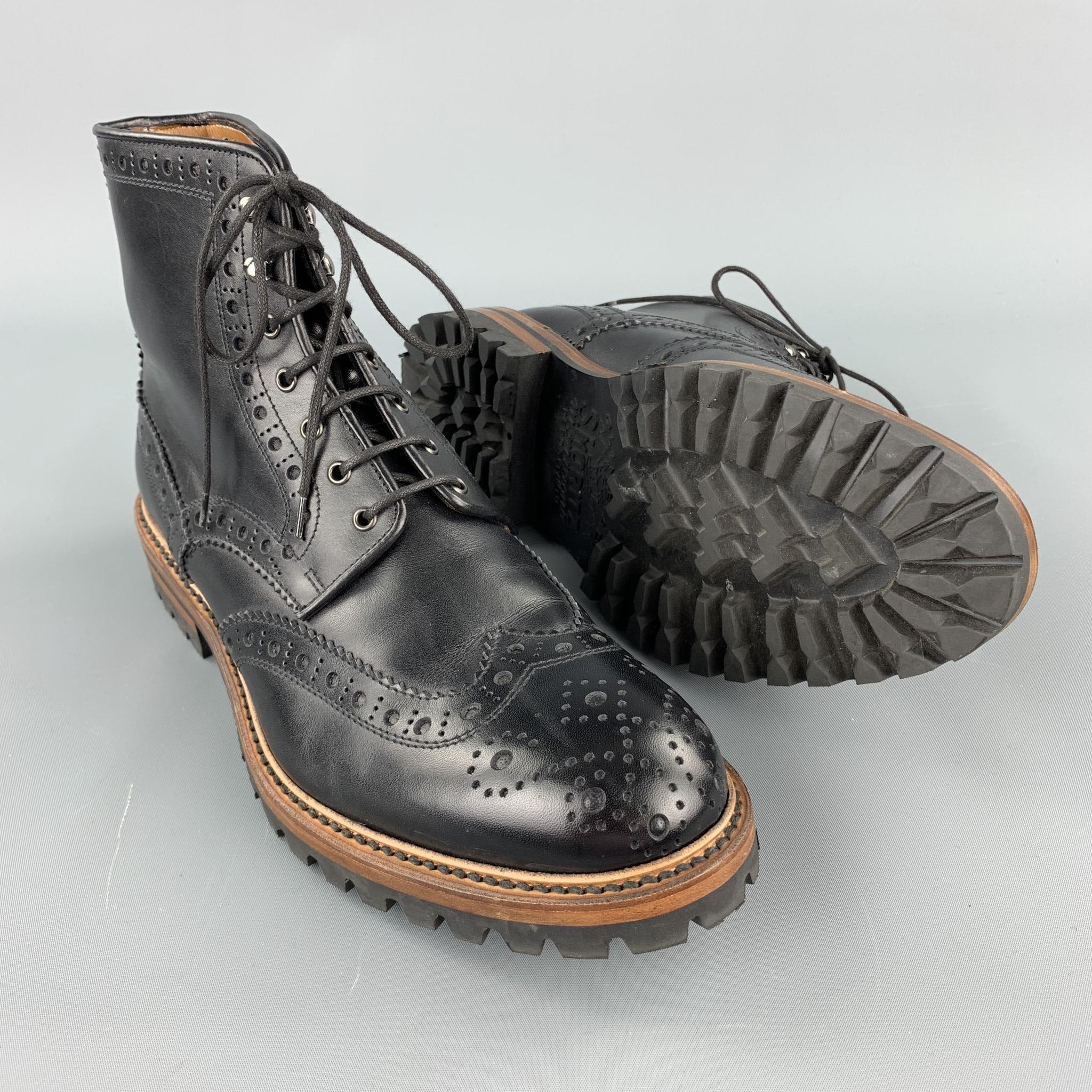 ANTONIO MAURIZI boots comes in a black perforated leather featuring a wingtip and a track sole. 

Excellent Pre-Owned Condition.
Marked: 41.5

Measurements:

Length: 11.5 in. 