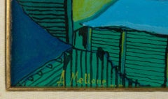 Blue Landscape - Oil Paint by Antonio Mellone - mid-20th Century
