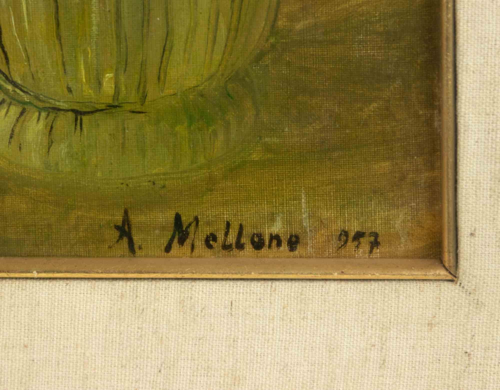 Figuras sentadas - Pintura al óleo de Antonio Mellone - 1957 en venta 1
