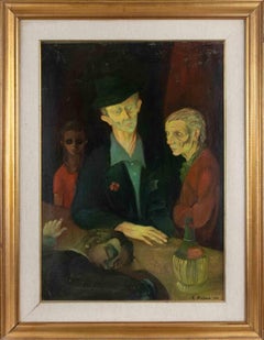 Figure sedute - Pittura ad olio di Antonio Mellone - 1957