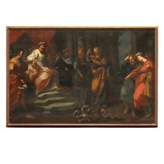 Antique Aaron with Moses before the Pharaoh, Oil on Canvas Italy XVII-XVIII Century