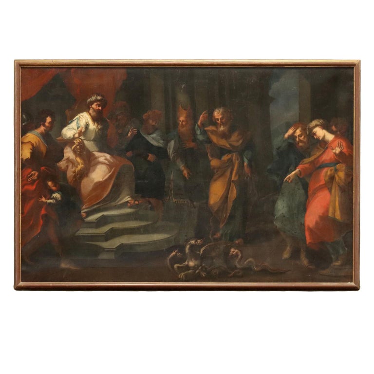 Aaron with Moses before the Pharaoh, Oil on Canvas Italy XVII-XVIII ...