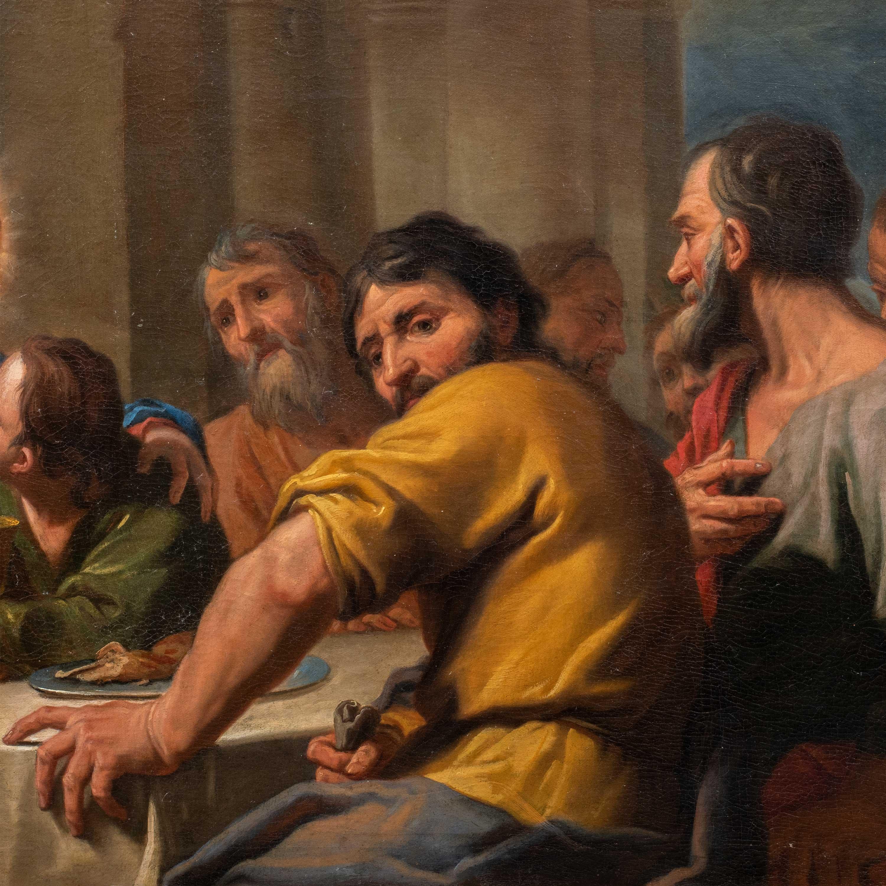 Antonio Molinari (Venetian) - Late 17th century figure painting - Last Supper - Baroque Painting by ANTONIO MOLINARI (Venice, 1655-1704)