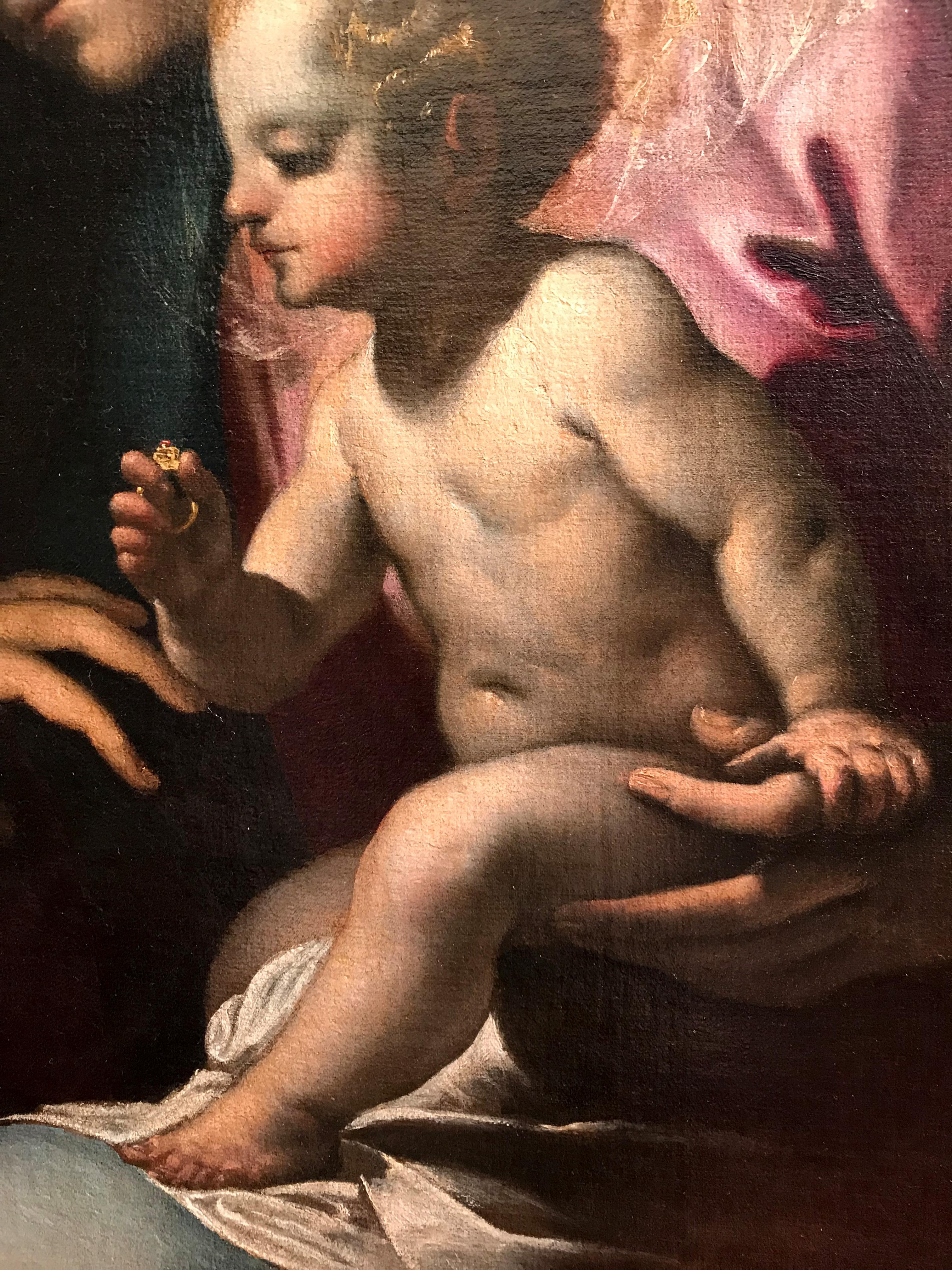 17th Century By Mondino Mystic Marriage of St Catherine of Alexandria Oil/Canvas For Sale 6