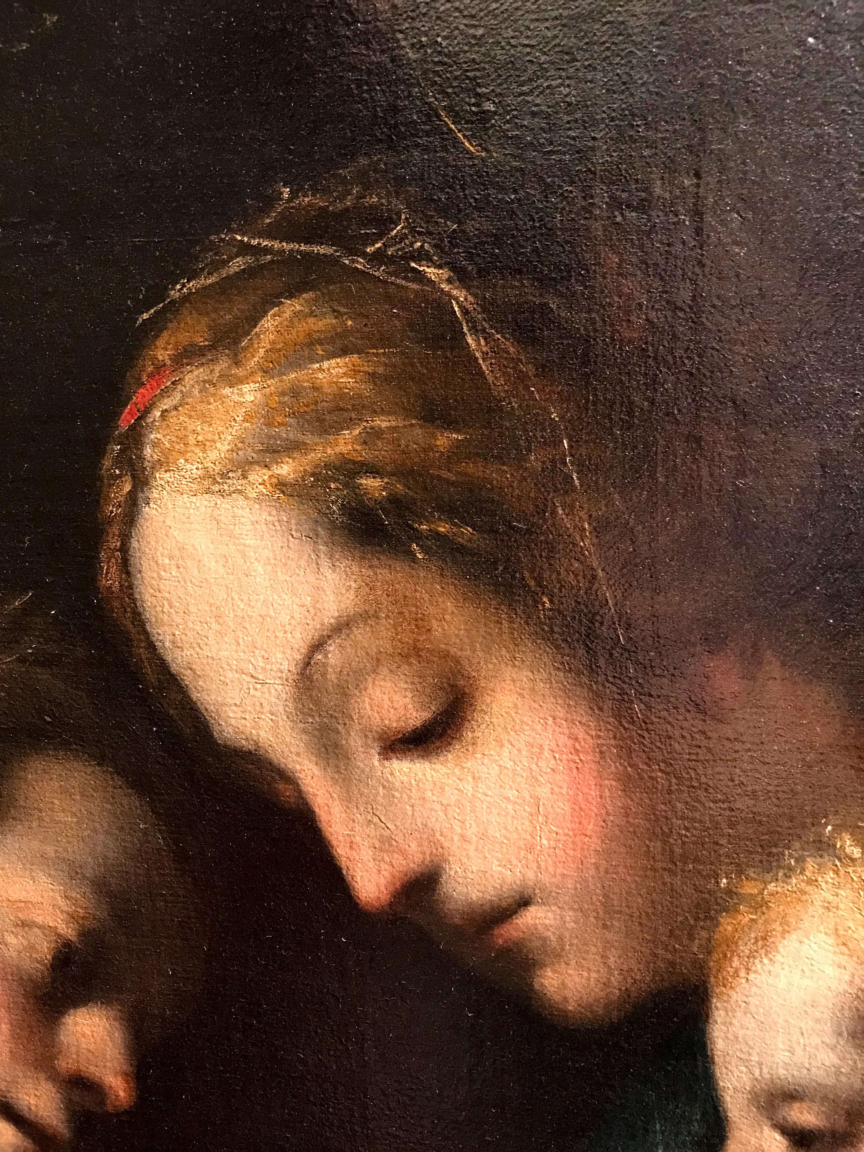 17th Century By Mondino Mystic Marriage of St Catherine of Alexandria Oil/Canvas - Old Masters Painting by Antonio Mondino