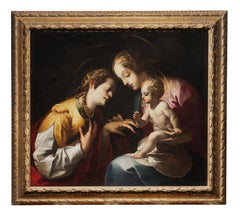 Huile/toile du 17ème siècle par Mondino, Marriage mystique de Sainte Catherine d'Alexandrie