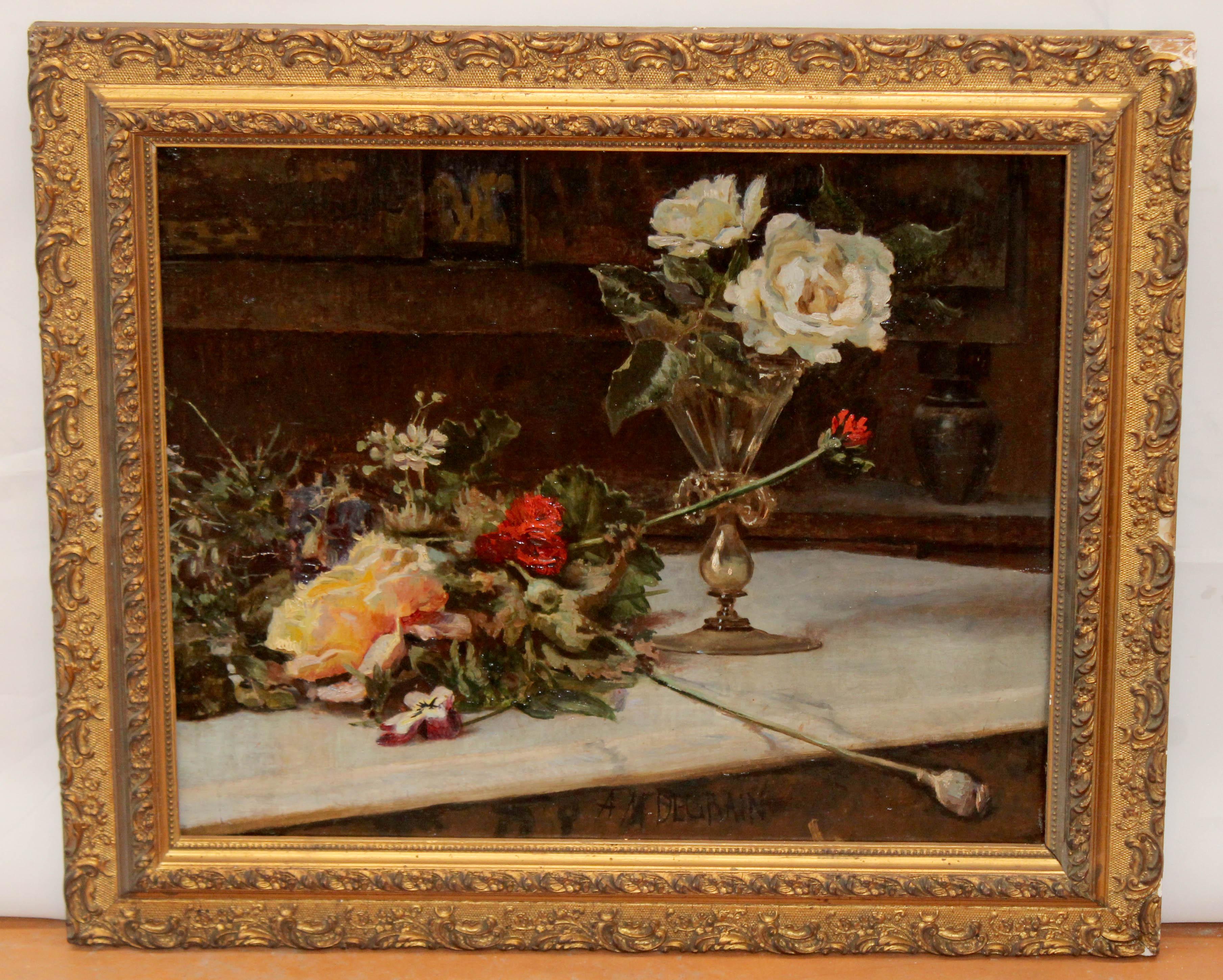 Blumige Komposition - Óleo sobre tela – Painting von Antonio Muñoz Degrain