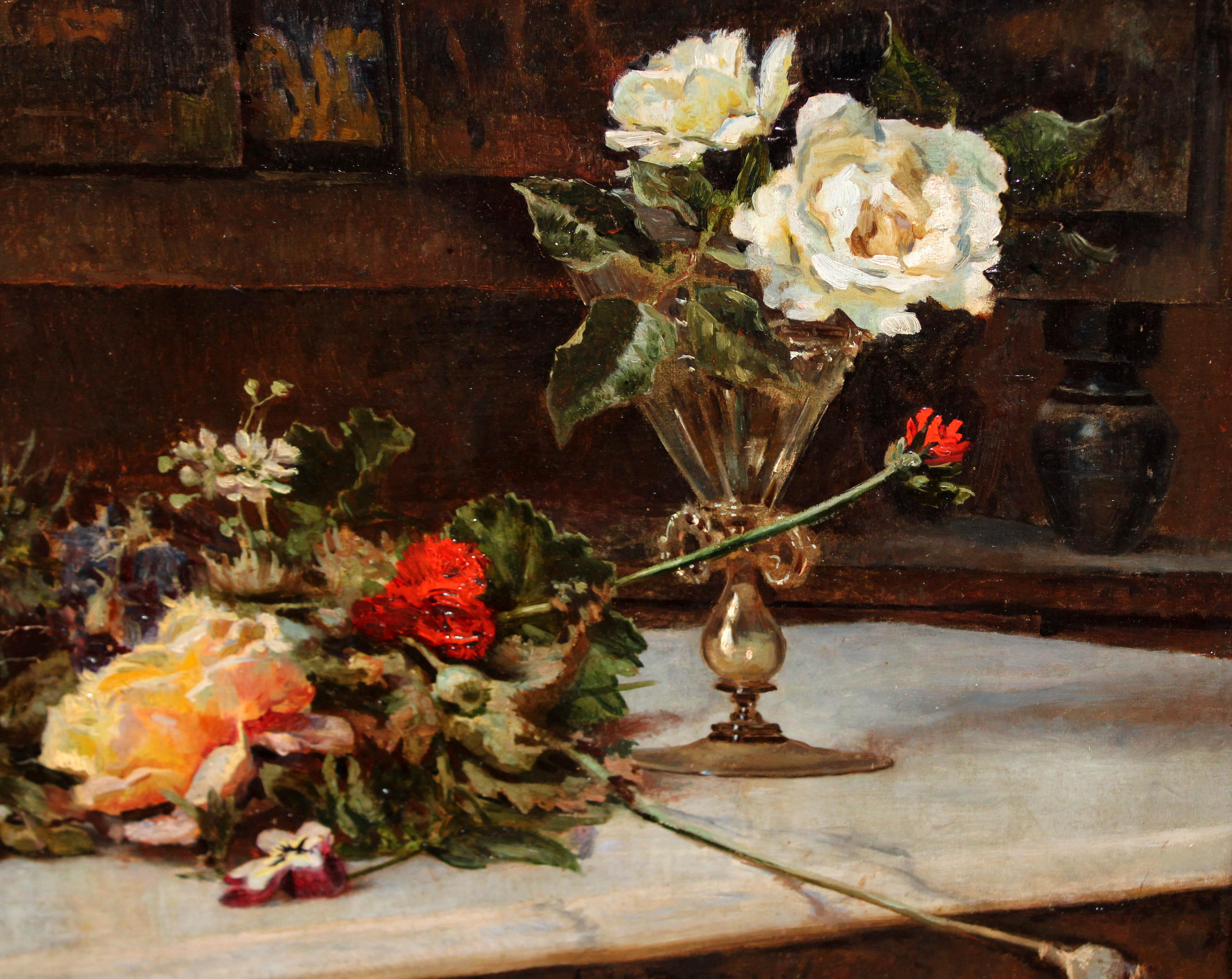 Blumige Komposition - Óleo sobre tela (Realismus), Painting, von Antonio Muñoz Degrain