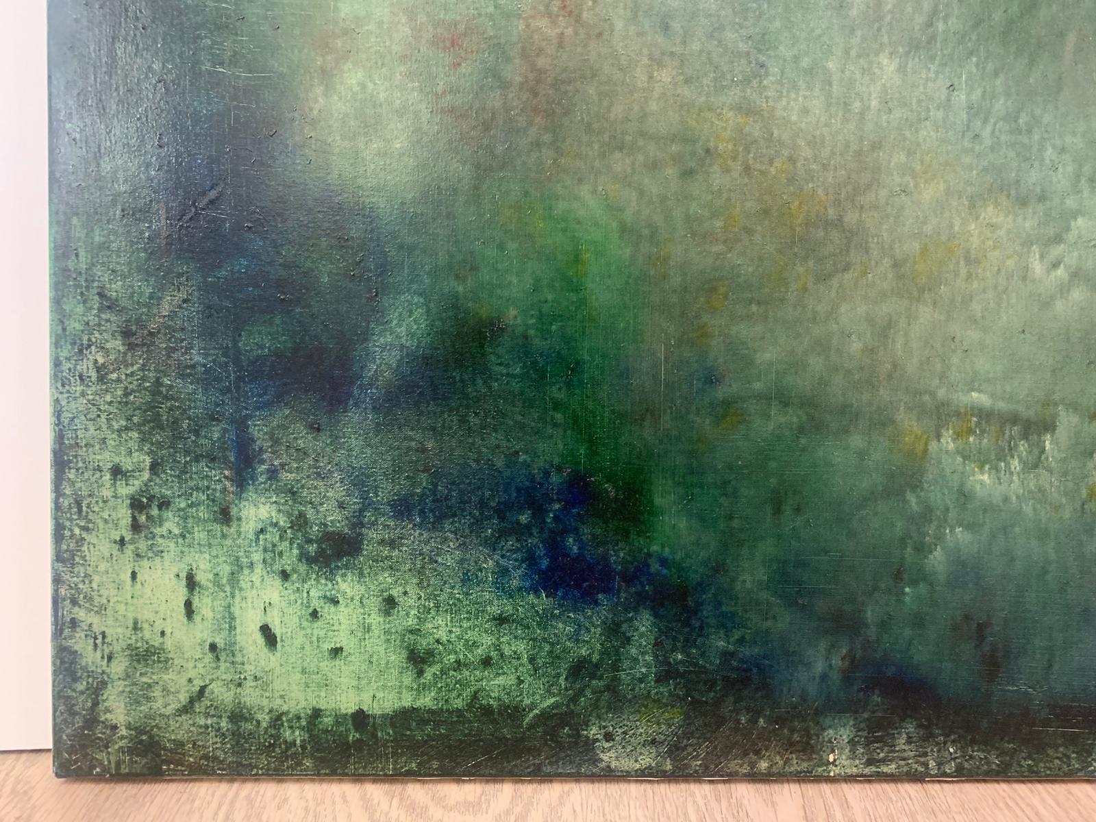 Antonio Murado  Huile sur toile expressionniste, bleu, peinture verte en vente 2