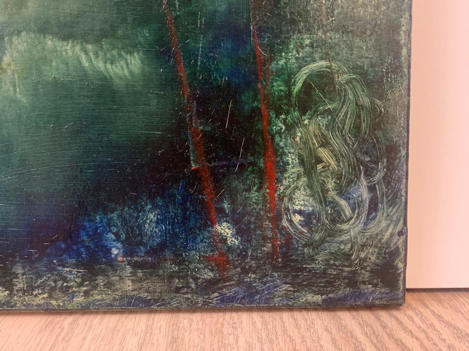 Antonio Murado  Huile sur toile expressionniste, bleu, peinture verte en vente 5