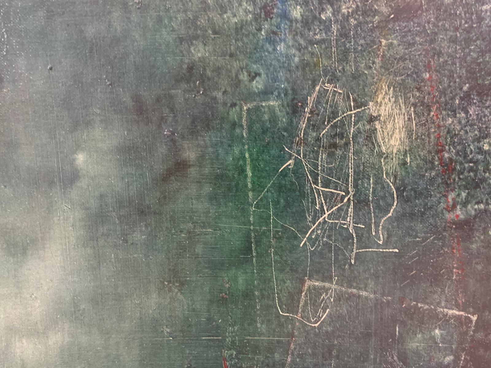 Antonio Murado  Huile sur toile expressionniste, bleu, peinture verte en vente 8