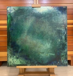 Antonio Murado Green  Oil on Canvas, expressionist, blue , green Painting