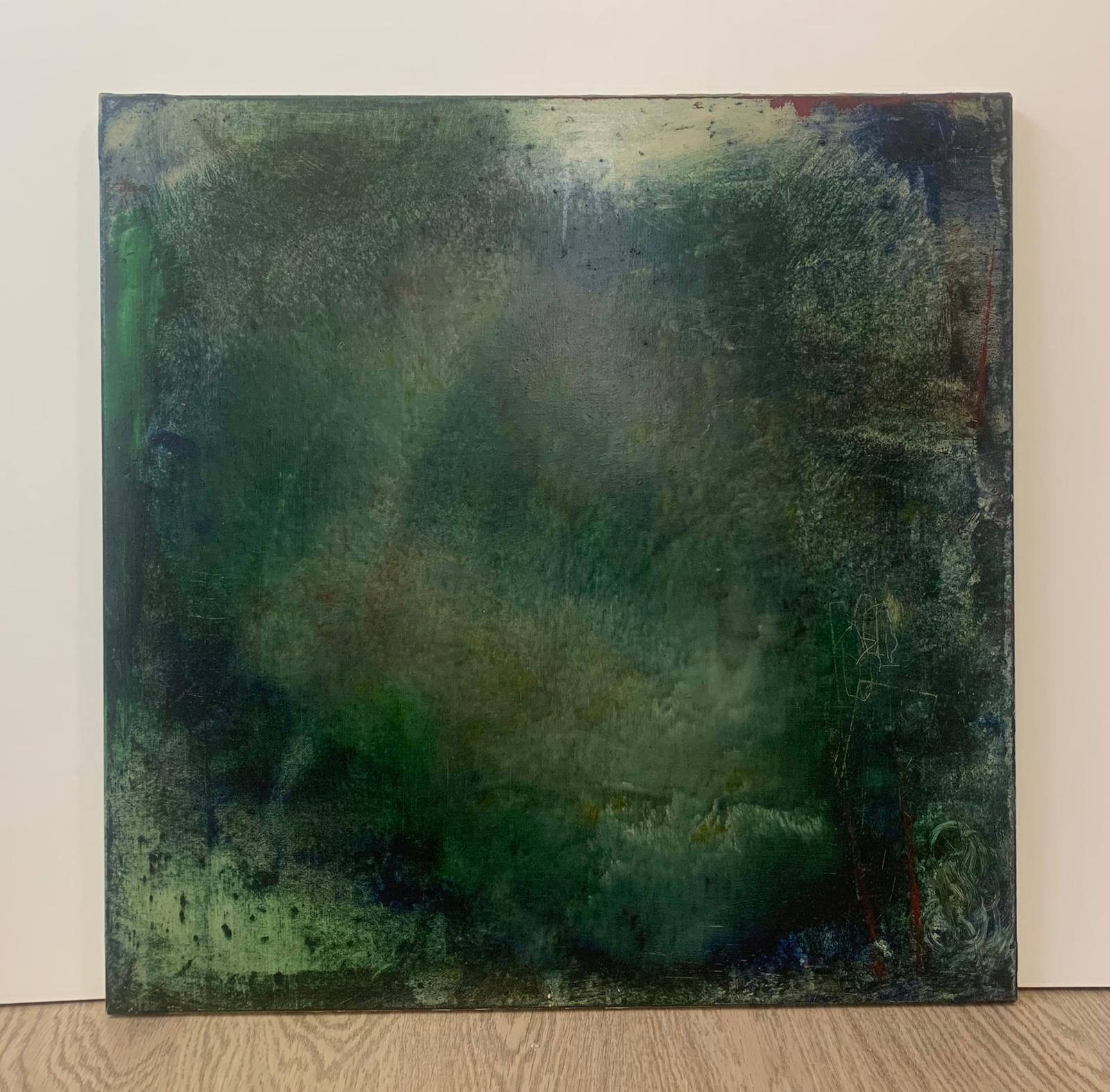 Expressionist Antonio Murado Green  Oil on Canvas, expressionist, blue , green Painting For Sale