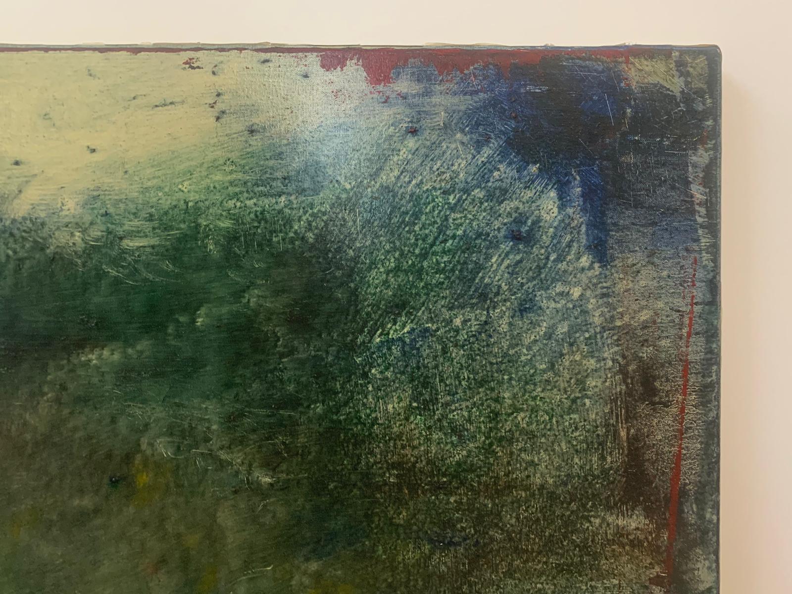Fin du 20e siècle Antonio Murado  Huile sur toile expressionniste, bleu, peinture verte en vente