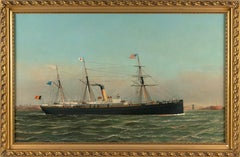 Portrait Of The Screw-Steamer Pennland In New York Harbor