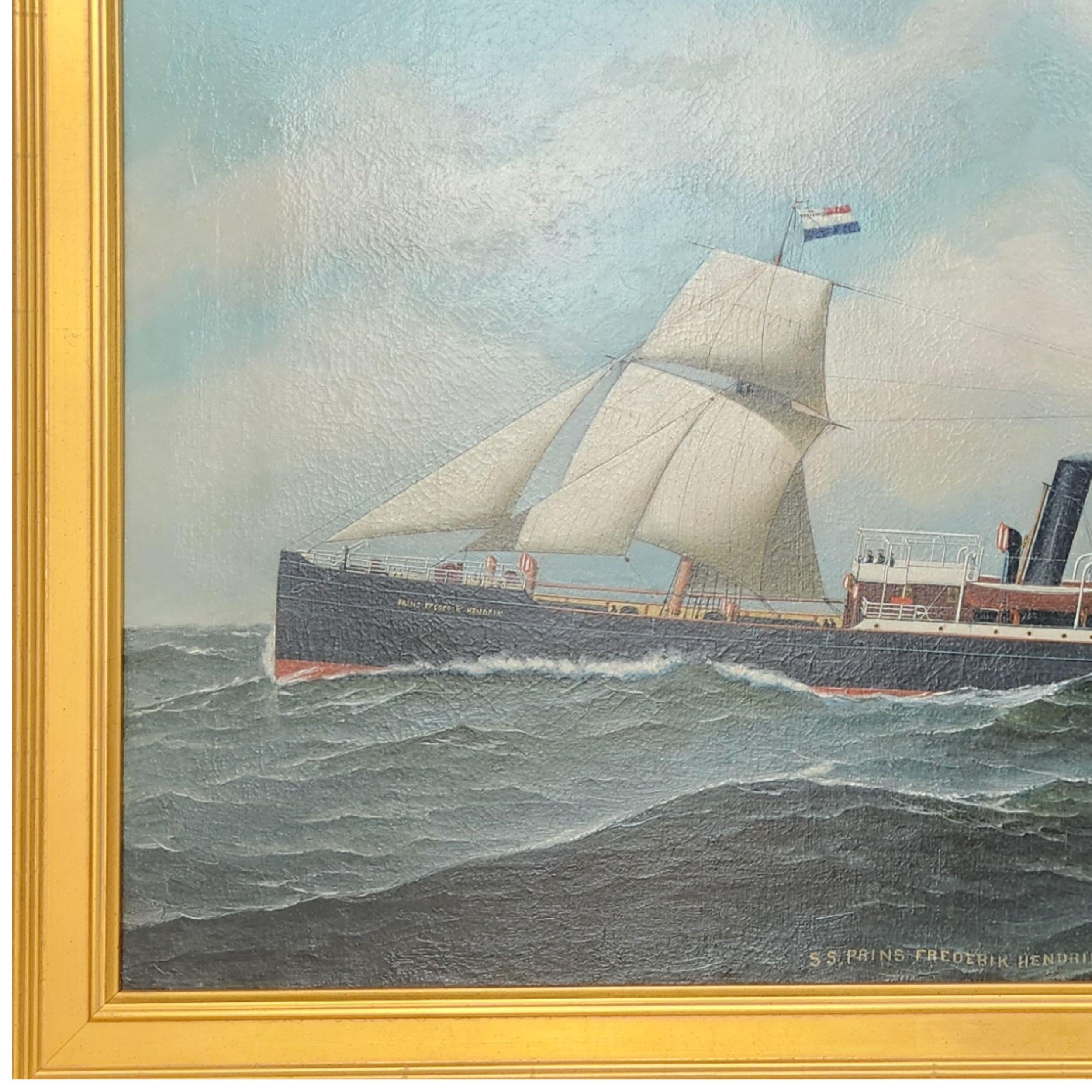 Ritratto della nave a vapore/vela Prins Frederik Hendrik. in vendita 3