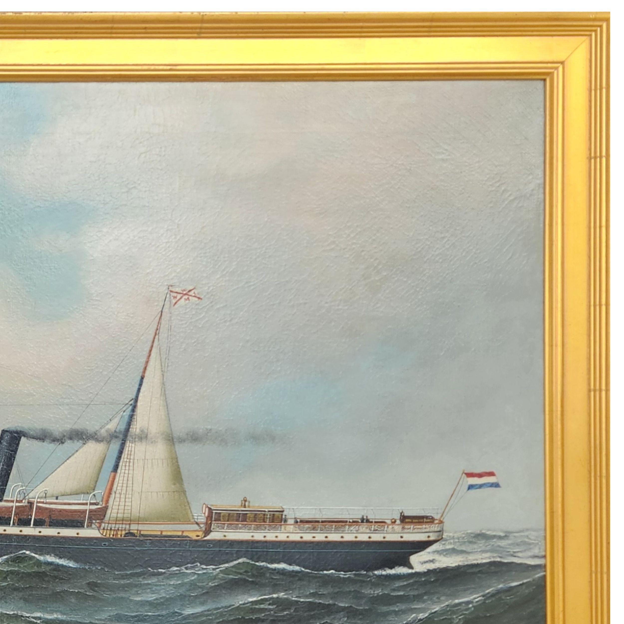 Ritratto della nave a vapore/vela Prins Frederik Hendrik. in vendita 4