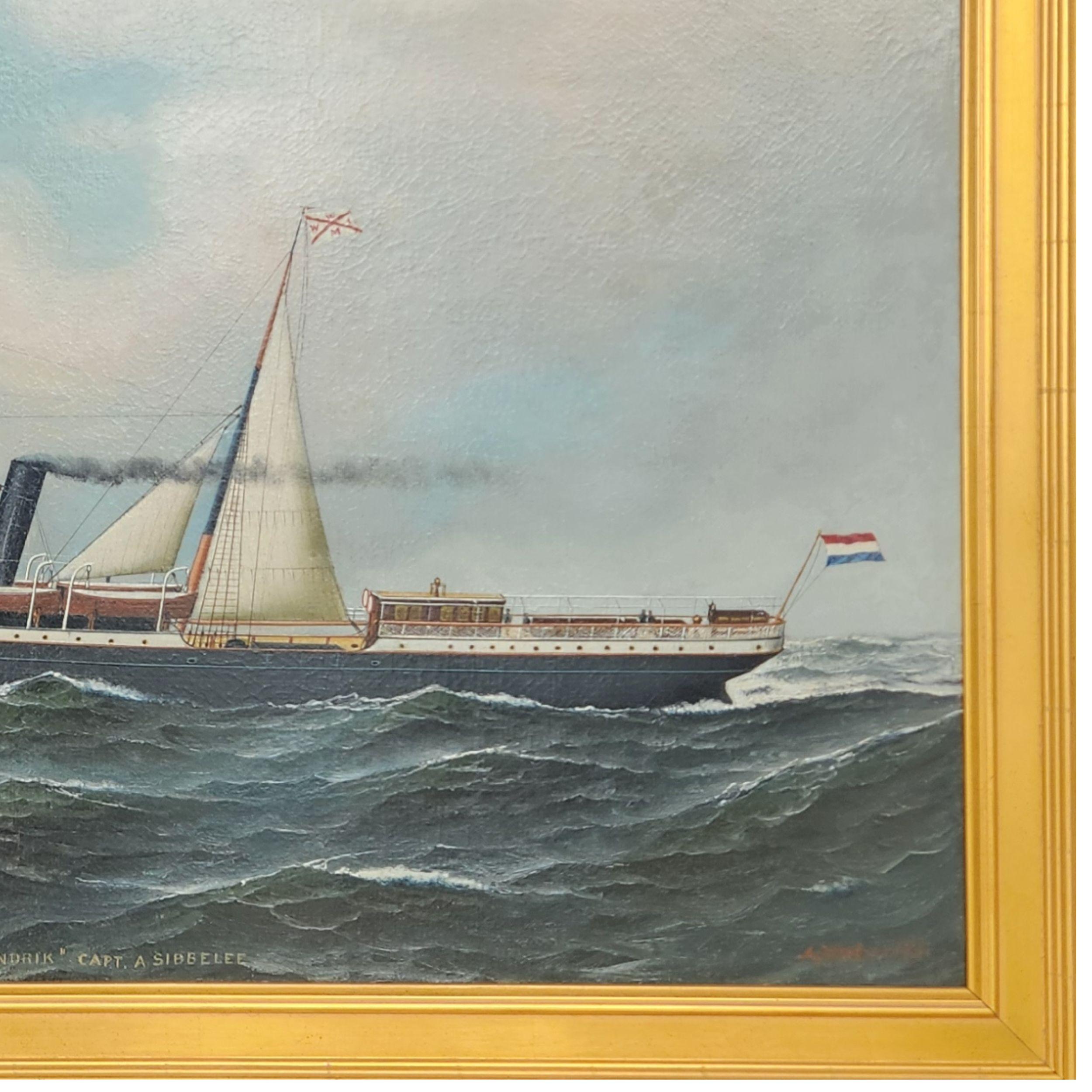 Ritratto della nave a vapore/vela Prins Frederik Hendrik. in vendita 5