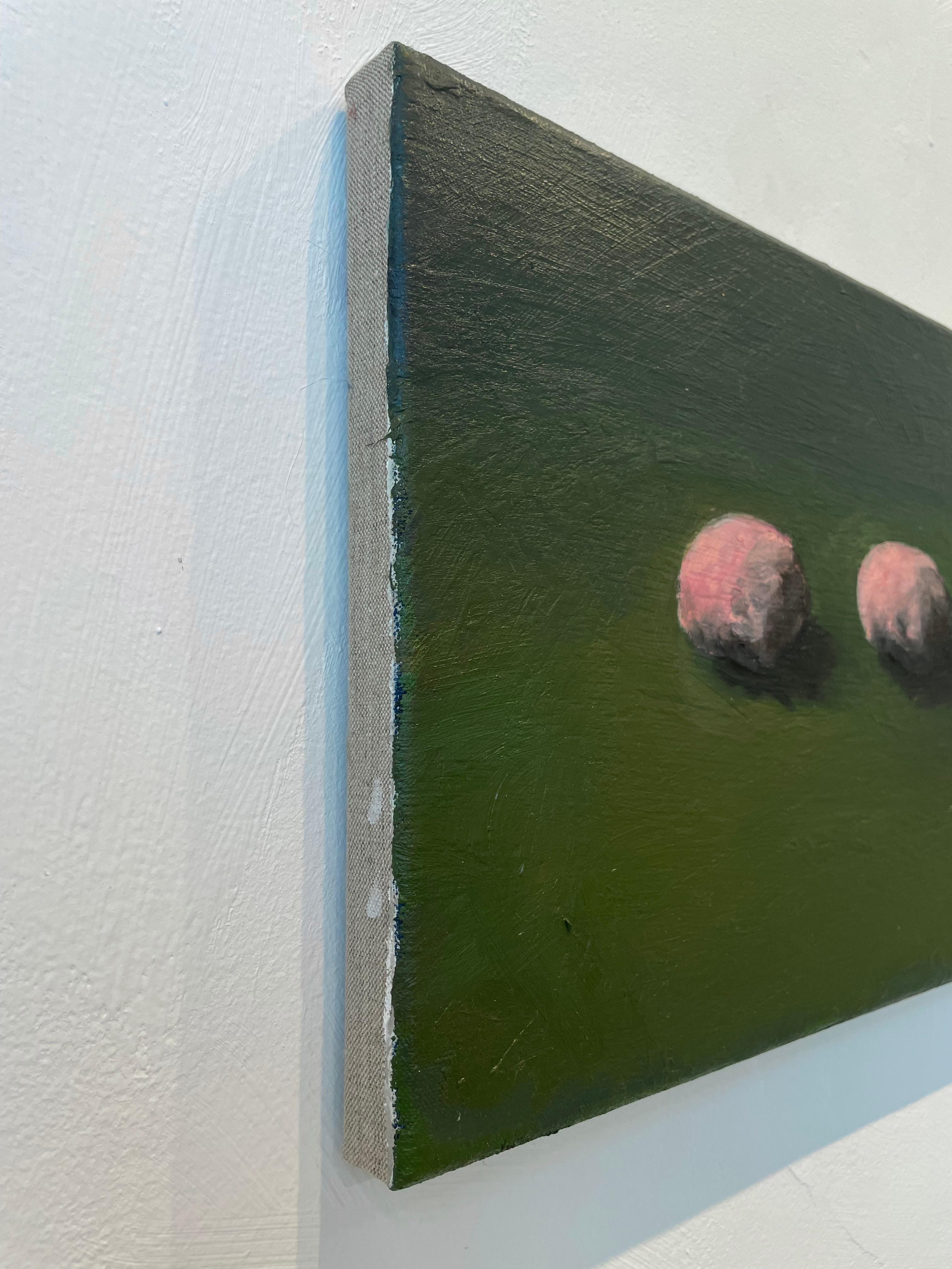 Die Steine sind absichtlich in Rosa gehalten, um zu verdeutlichen, dass es sich nicht um eine naturalistische Darstellung handelt. Ortega beginnt seine Bilder auf einer magentafarbenen Basis - einer Farbe, die in der Natur nicht vorkommt und Ende