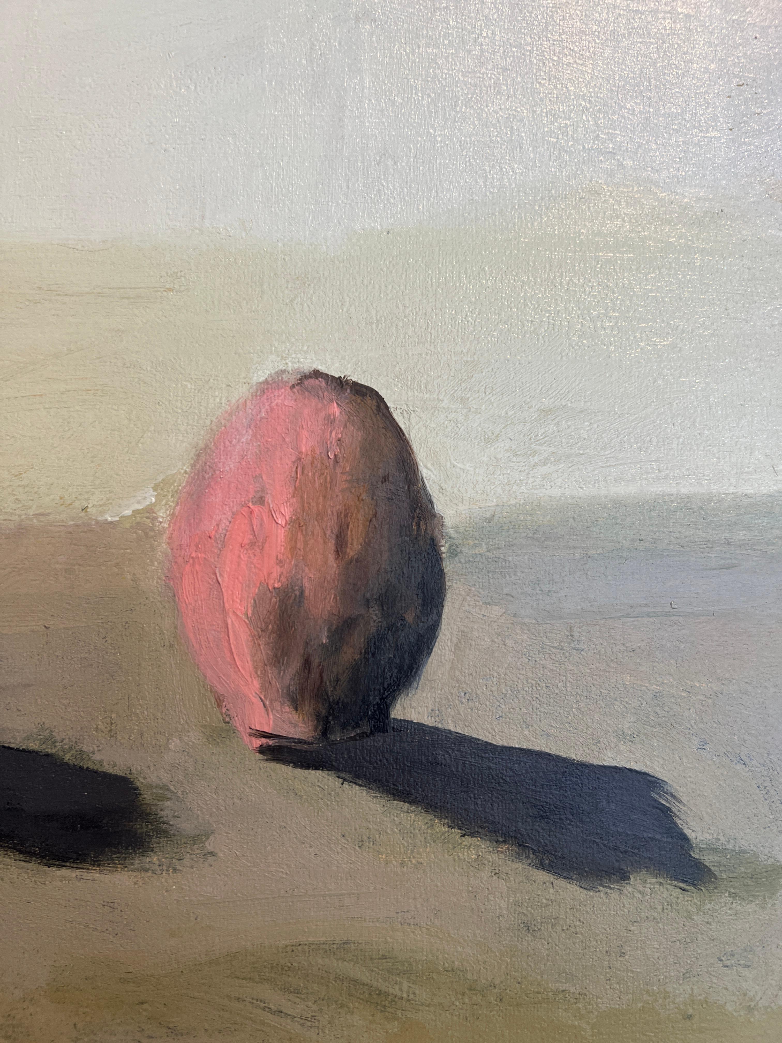Le choix du rose pour les pierres est délibéré, soulignant qu'il ne s'agit pas d'une représentation naturaliste. Ortega commence ses peintures sur une base magenta - une couleur qui n'existe pas à l'état naturel et qui a été développée chimiquement
