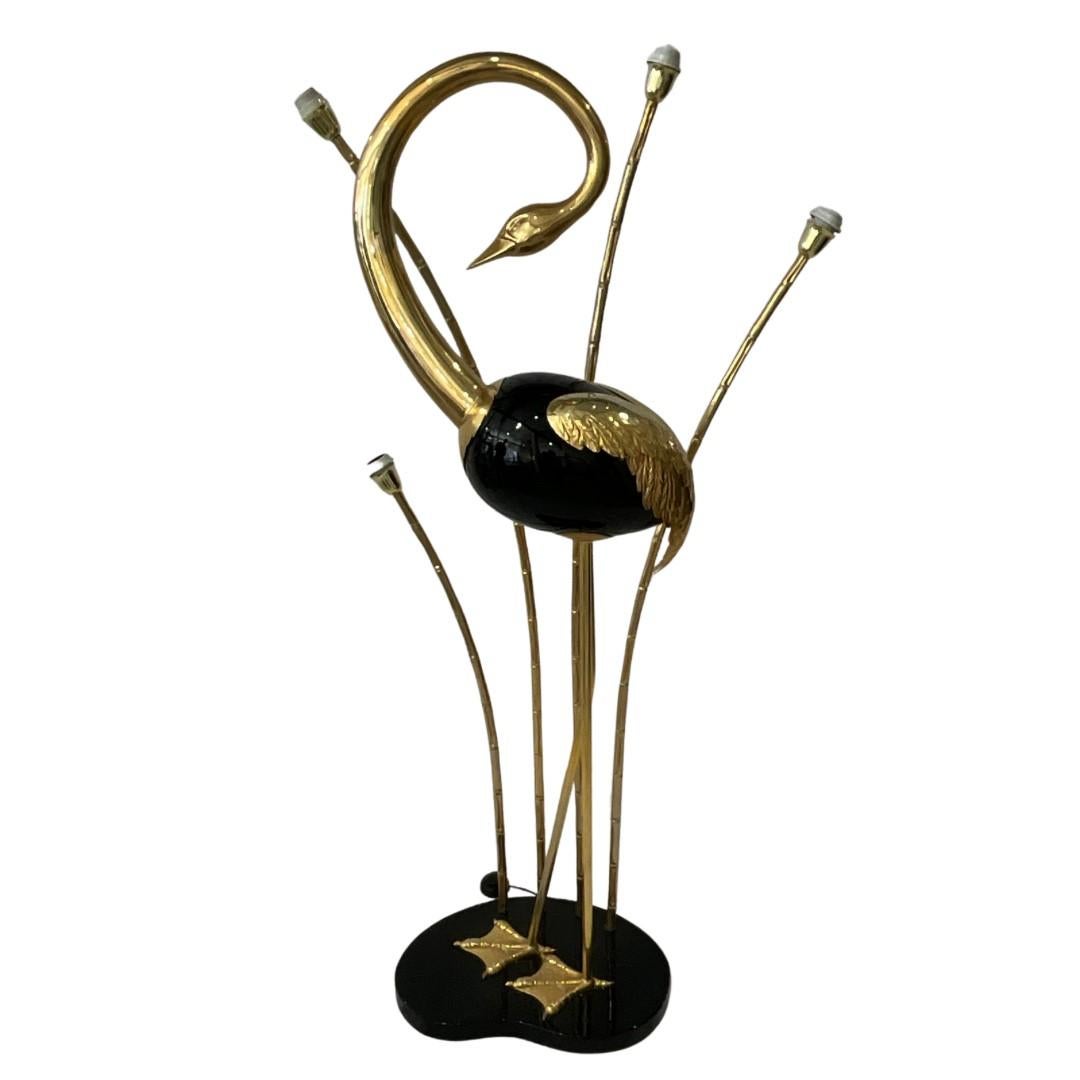 Hollywood Regency Lampadaire Flamingo en laiton d'Antonio Pavia en vente