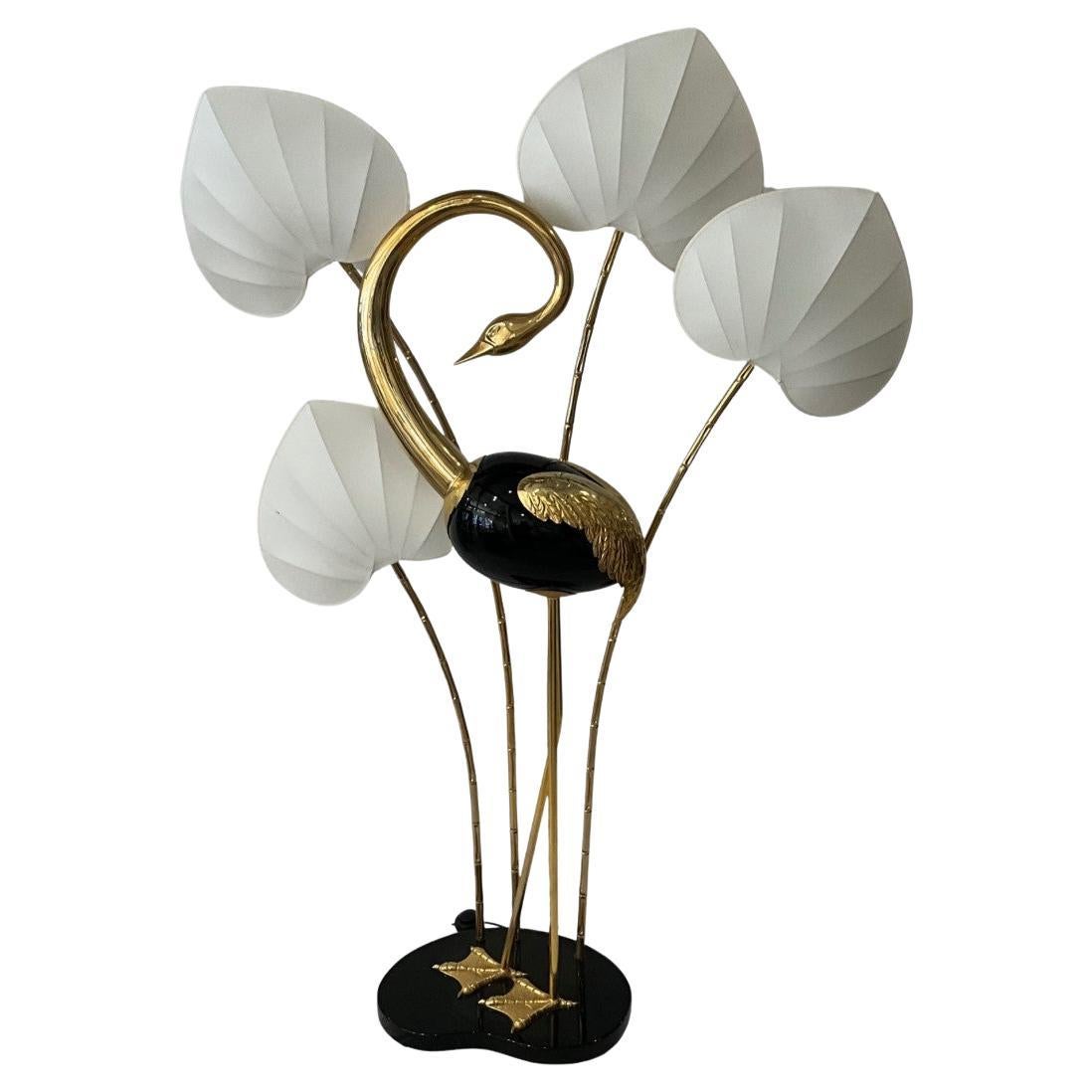 Antonio Pavia Brass Flamingo Floor Lamp