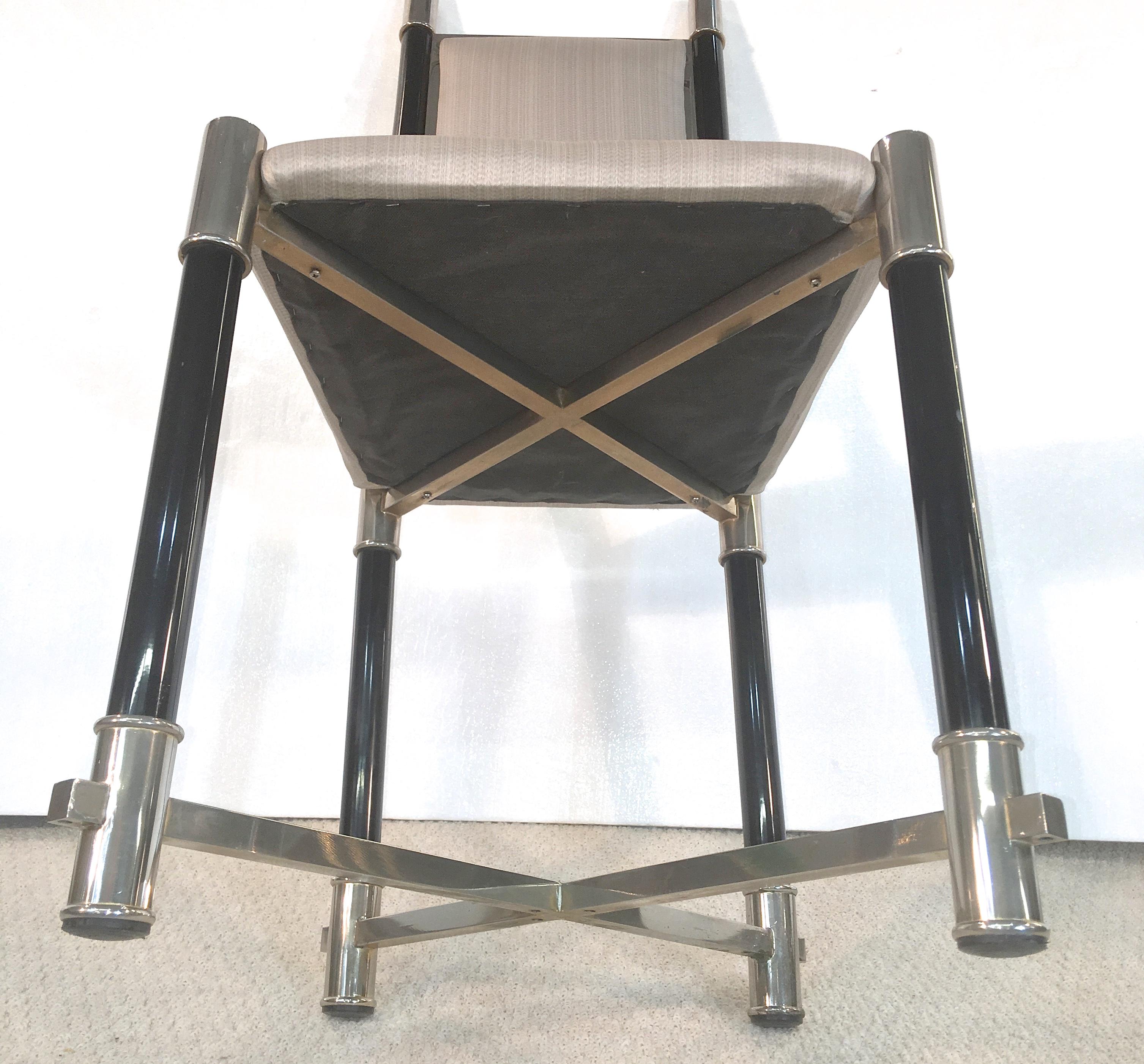 Antonio Pavia Set of Eight Dining Chairs Nickel and Lacquer For Sale 4