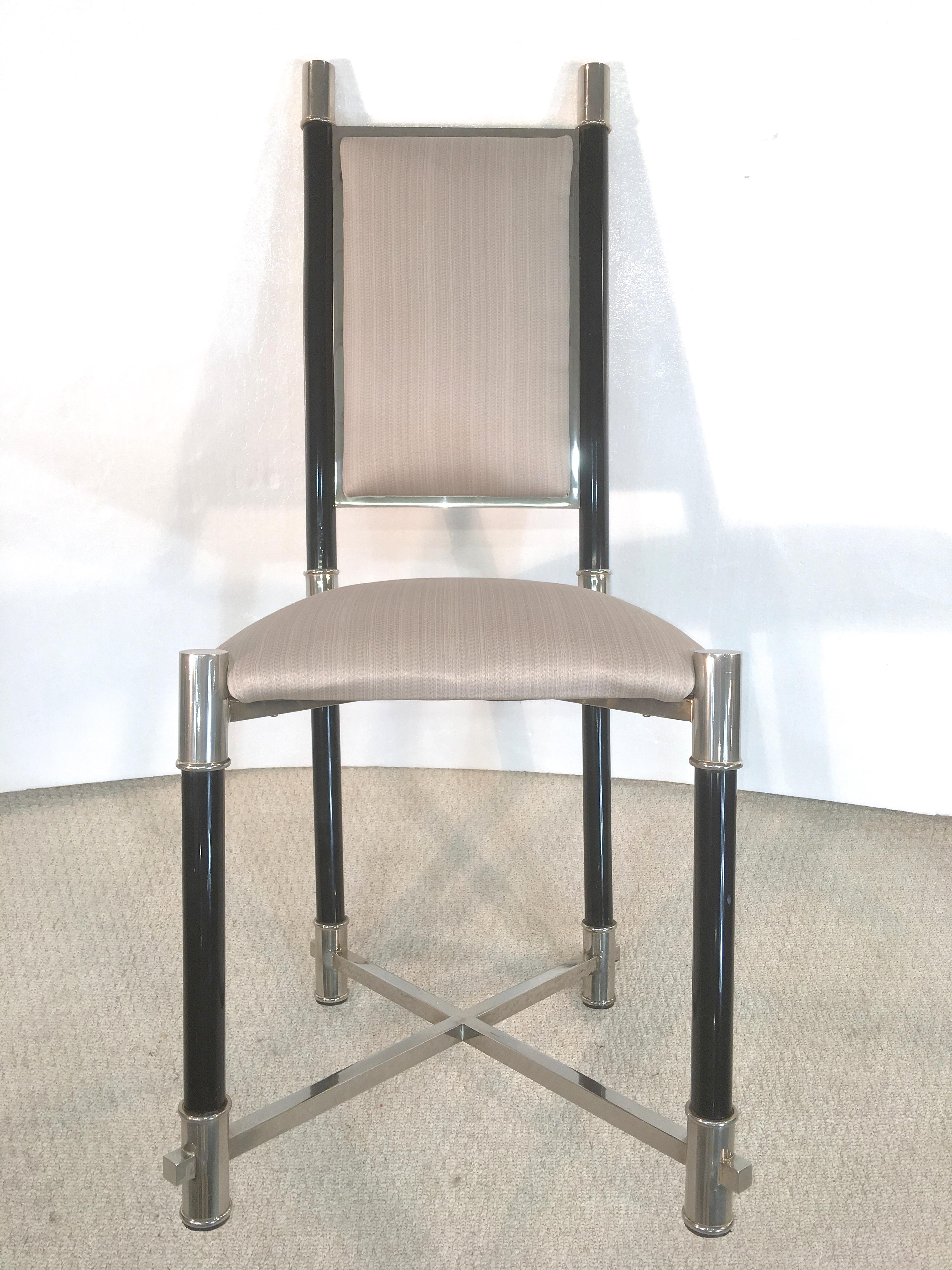 Antonio Pavia Set of Eight Dining Chairs Nickel and Lacquer For Sale 5