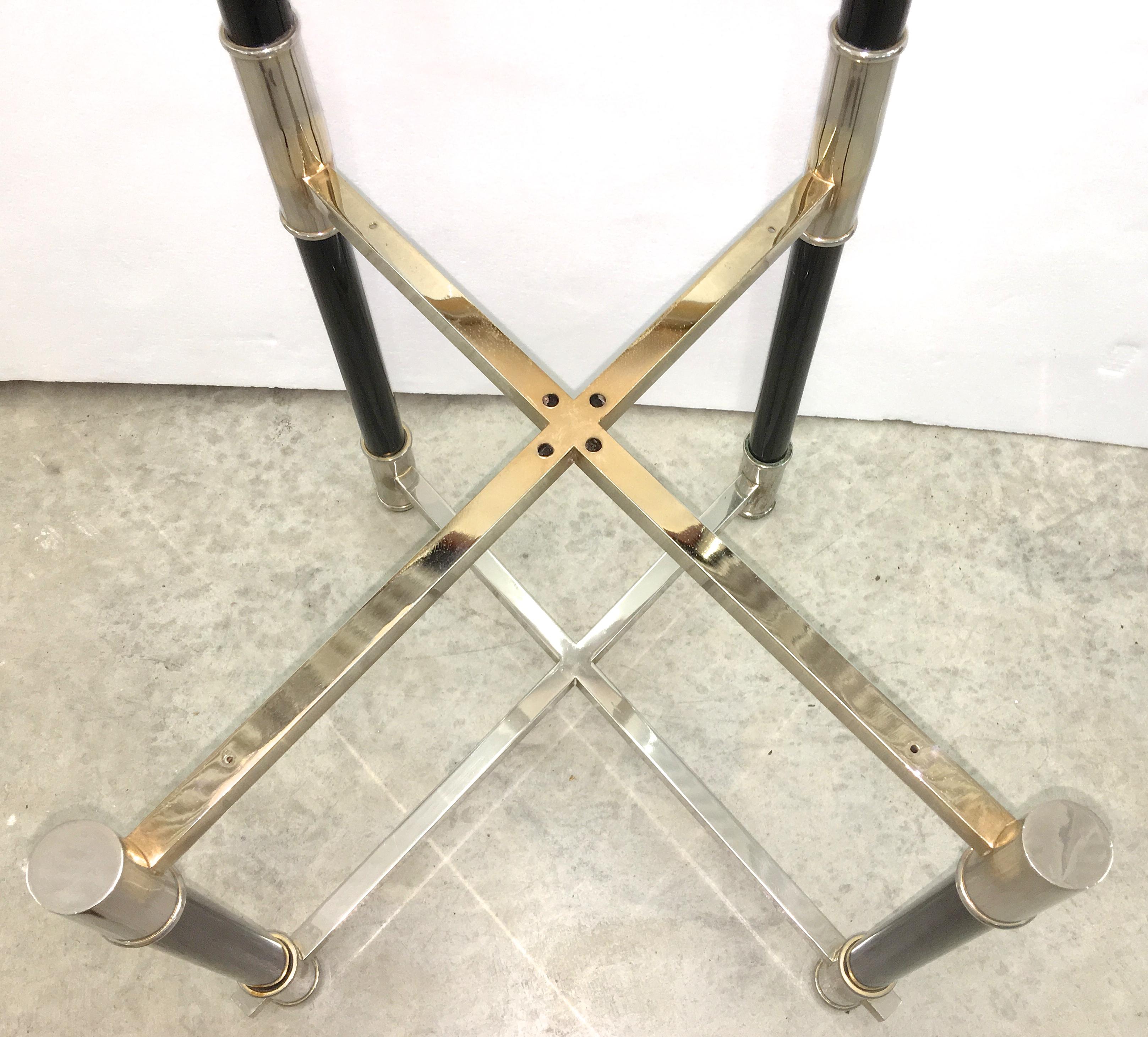 Brass Antonio Pavia Set of Eight Dining Chairs Nickel and Lacquer For Sale