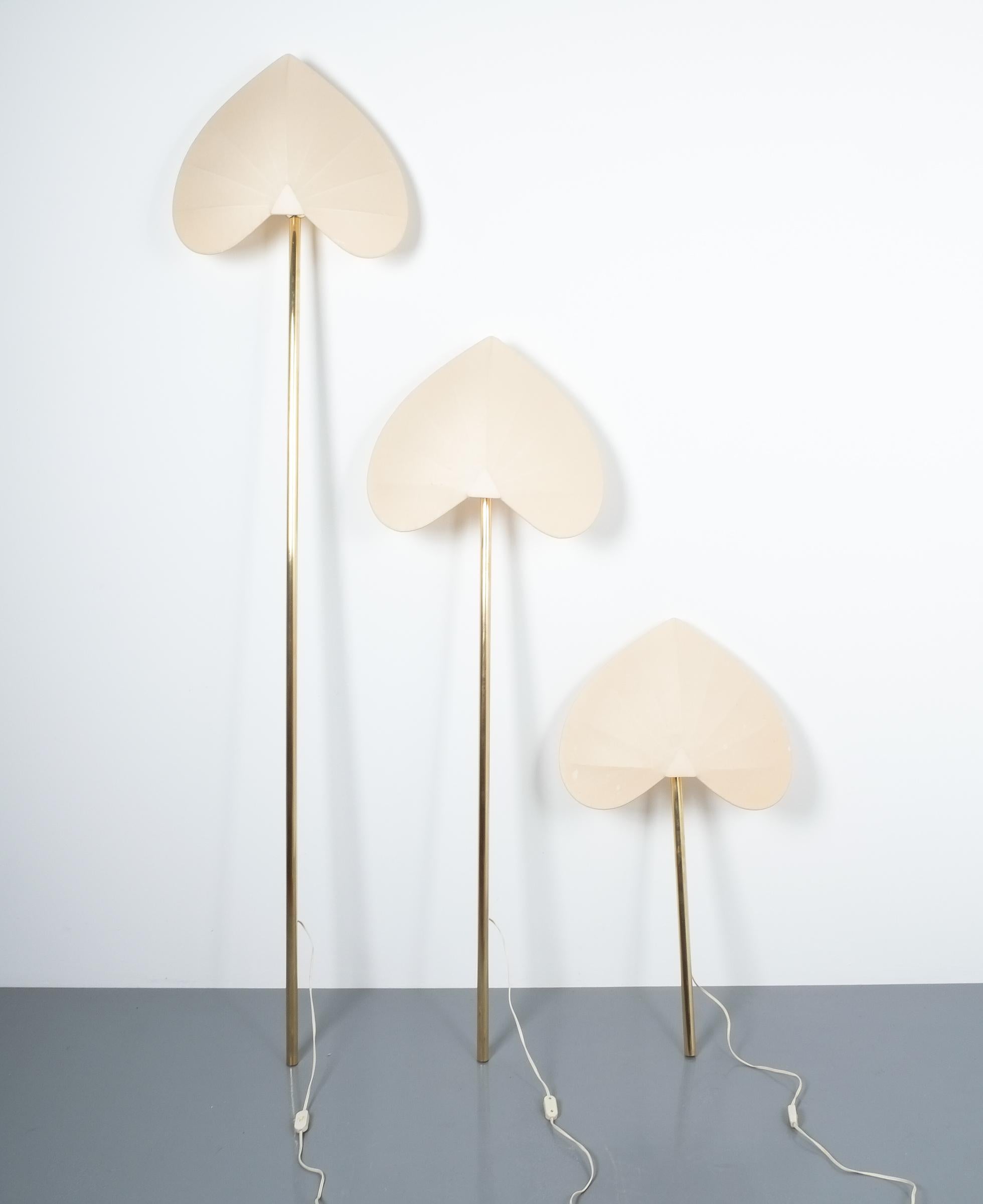 Polished Antonio Pavia Set of Three Floor Lamps or Sconces Brass, Italy, circa 1970 For Sale