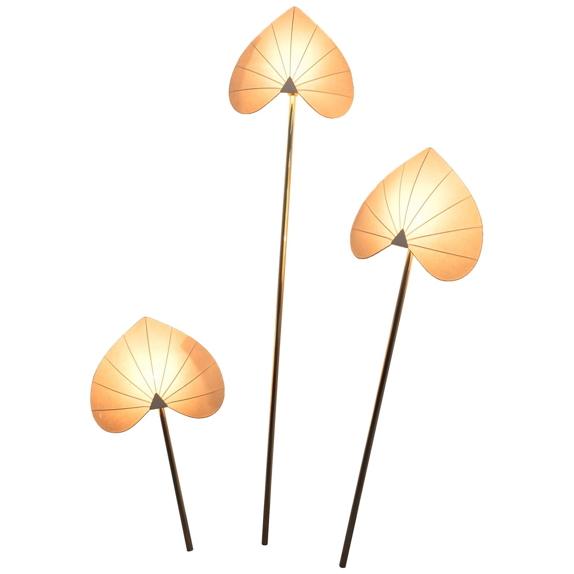 Antonio Pavia Set of Three Floor Lamps or Sconces Brass, Italy, circa 1970 For Sale