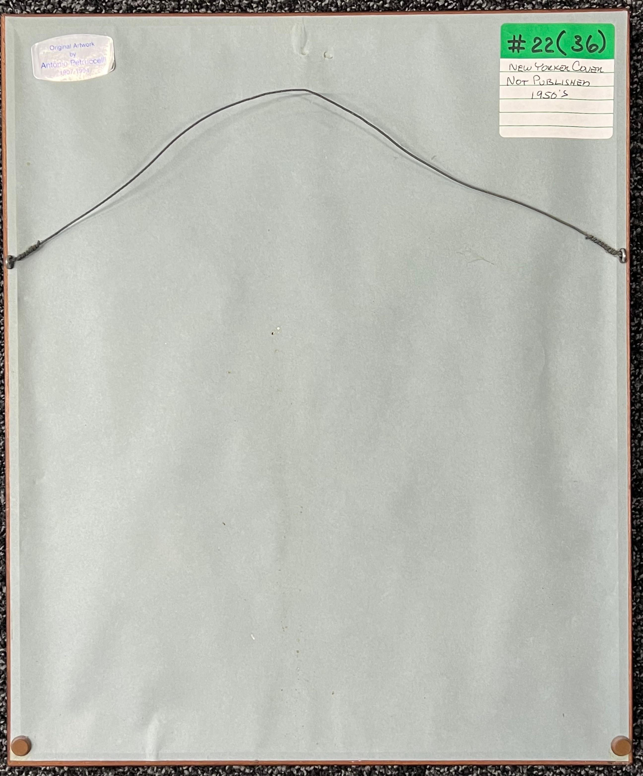 „Antenna Birds“, New Yorker Mag-Deckel, Proposal, amerikanische Szene, Moderne der Mitte des Jahrhunderts (Amerikanische Moderne), Painting, von Antonio Petruccelli