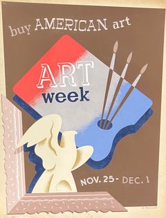 Art Week Poster Design American Scene Modern c. 1930s WPA Era Illustration