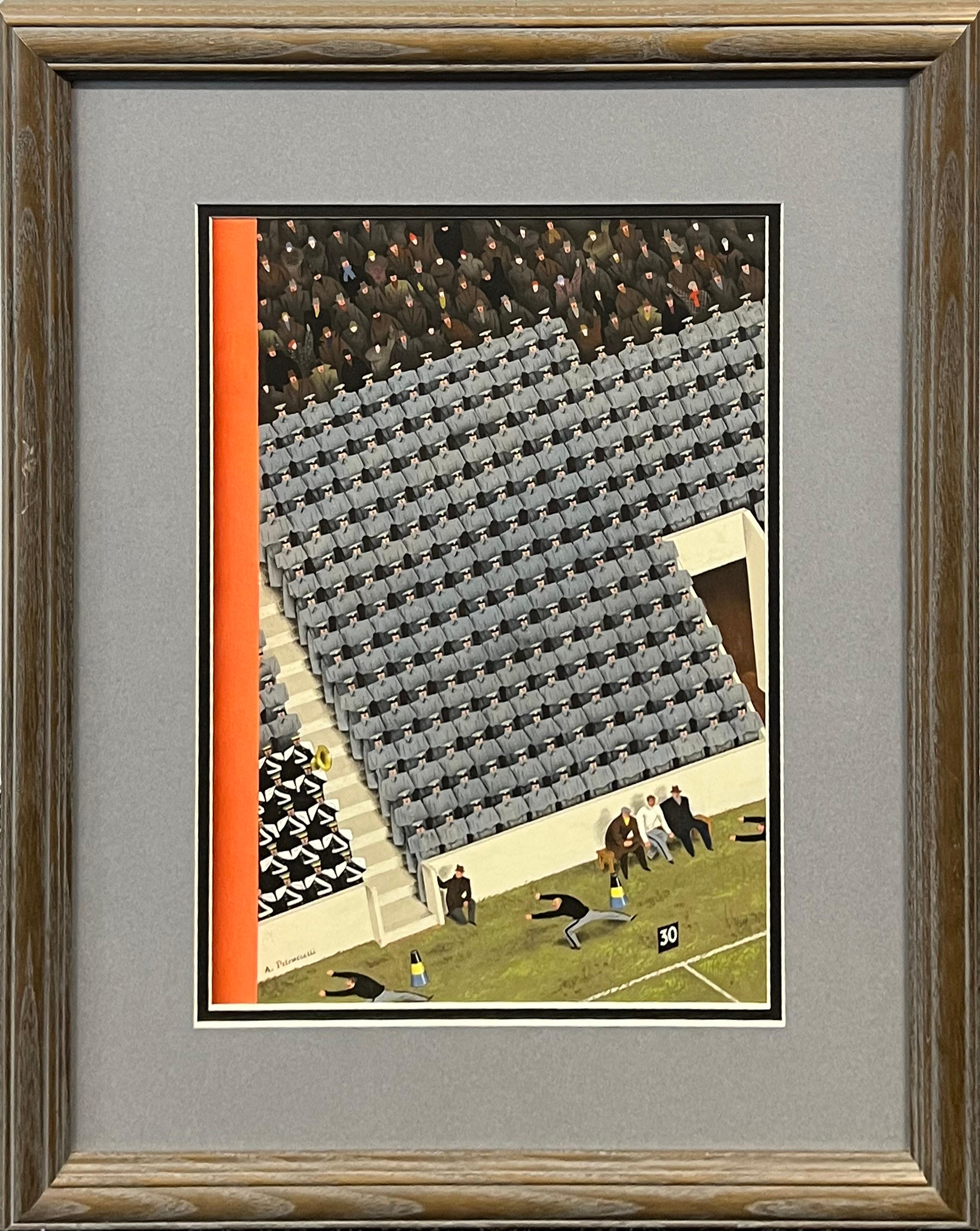 Cadets Football New Yorker Mag Cover Proposta Scena Americana Illustrazione Moderna - Painting di Antonio Petruccelli