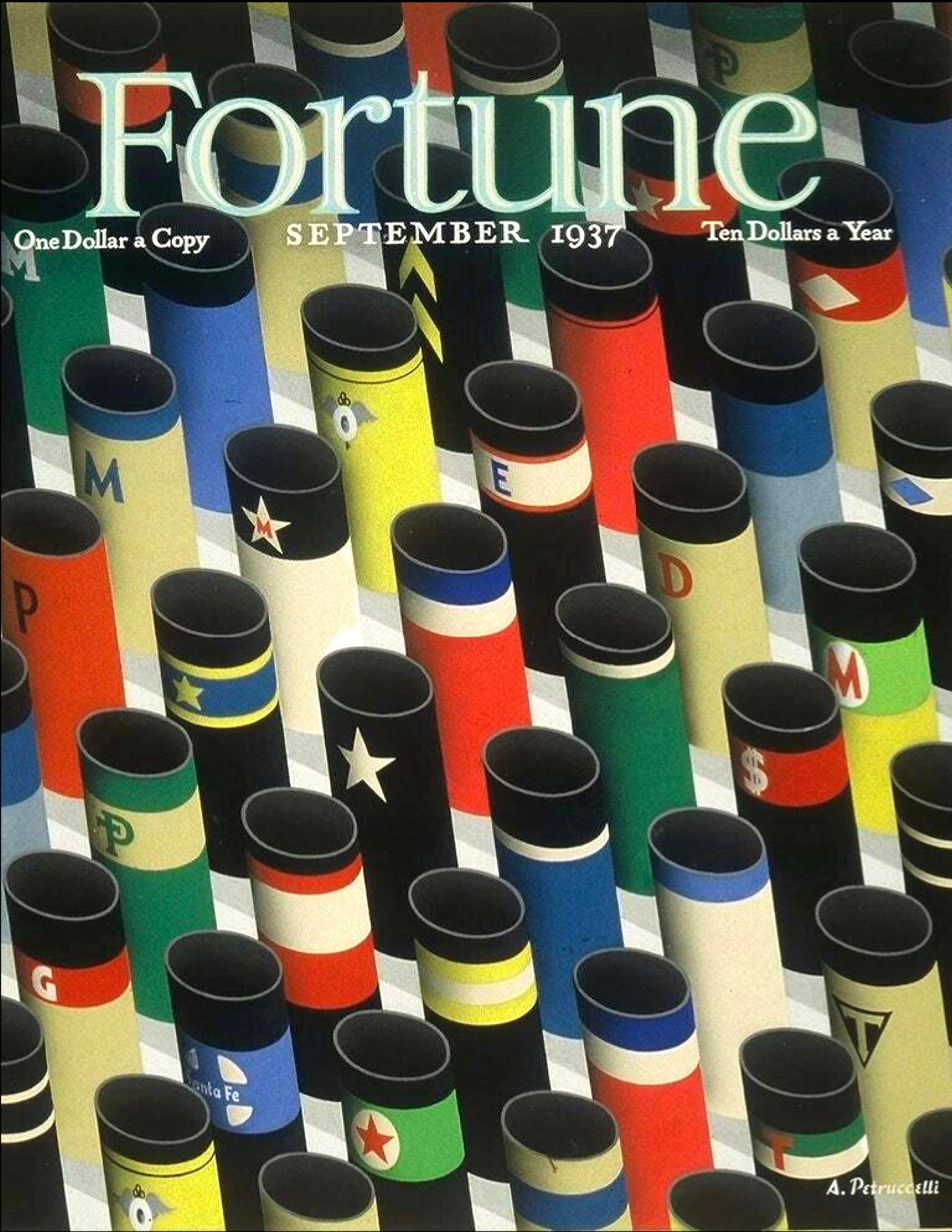 Landscape Painting Antonio Petruccelli - La couverture du magazine Fortune de 1937, œuvre d'art originale exposée au Met Museum