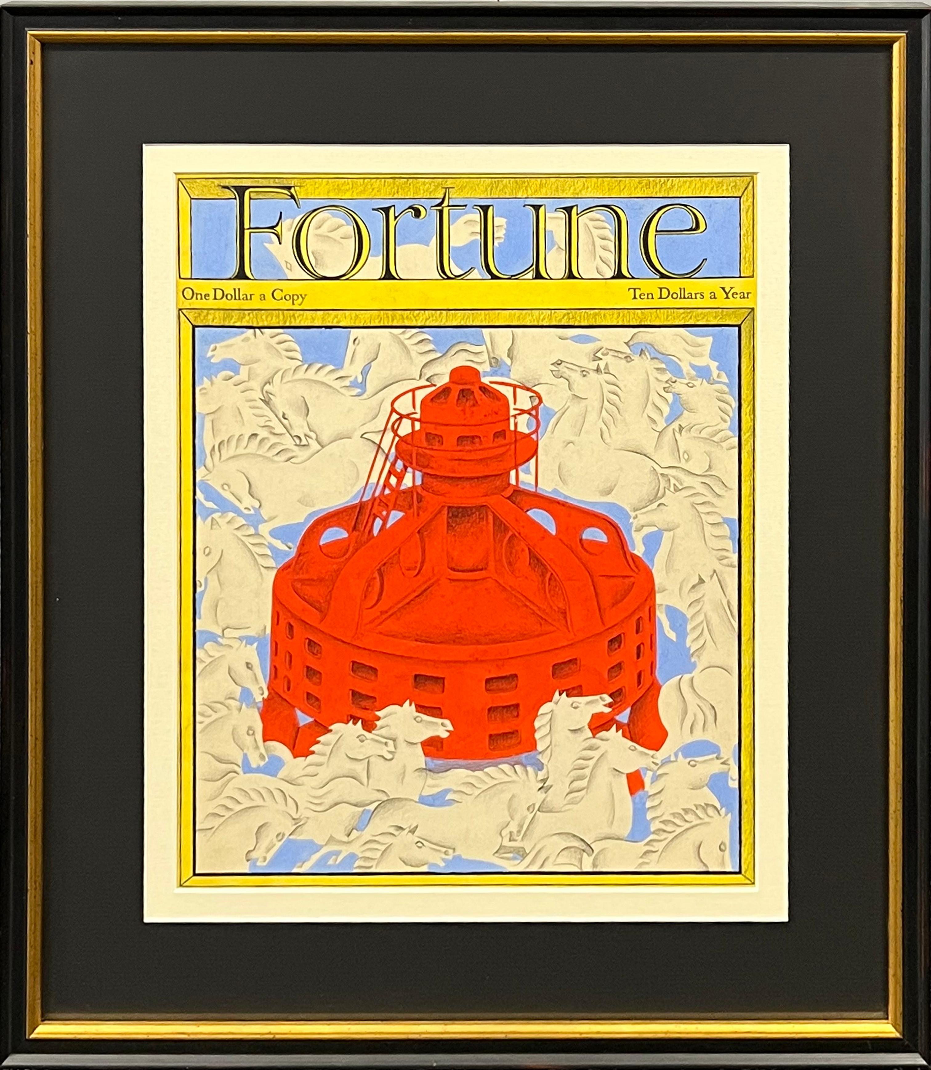 Peinture originale. Couverture de Fortune. Illustration de l'époque de la WPA américaine moderne, septembre 1933 - Painting de Antonio Petruccelli