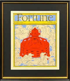 Pintura original. Portada de Fortune. Sept 1933 Ilustración Americana Moderna Era WPA