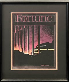 Original 1930s Painting Fortune Cover Proposal. Industrial Modern American Scene
